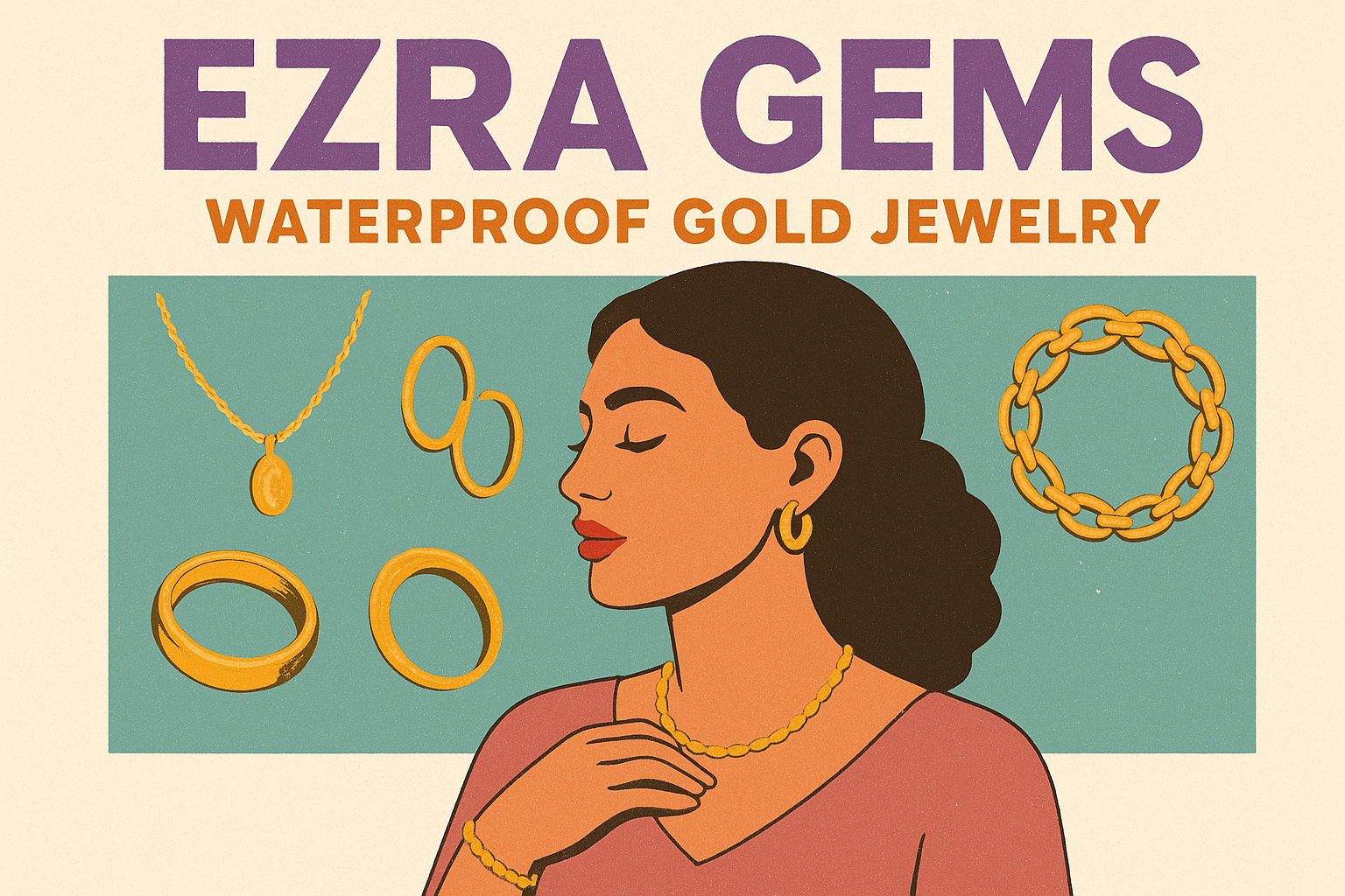 1. Ezra Gems waterdichte gouden sieraden