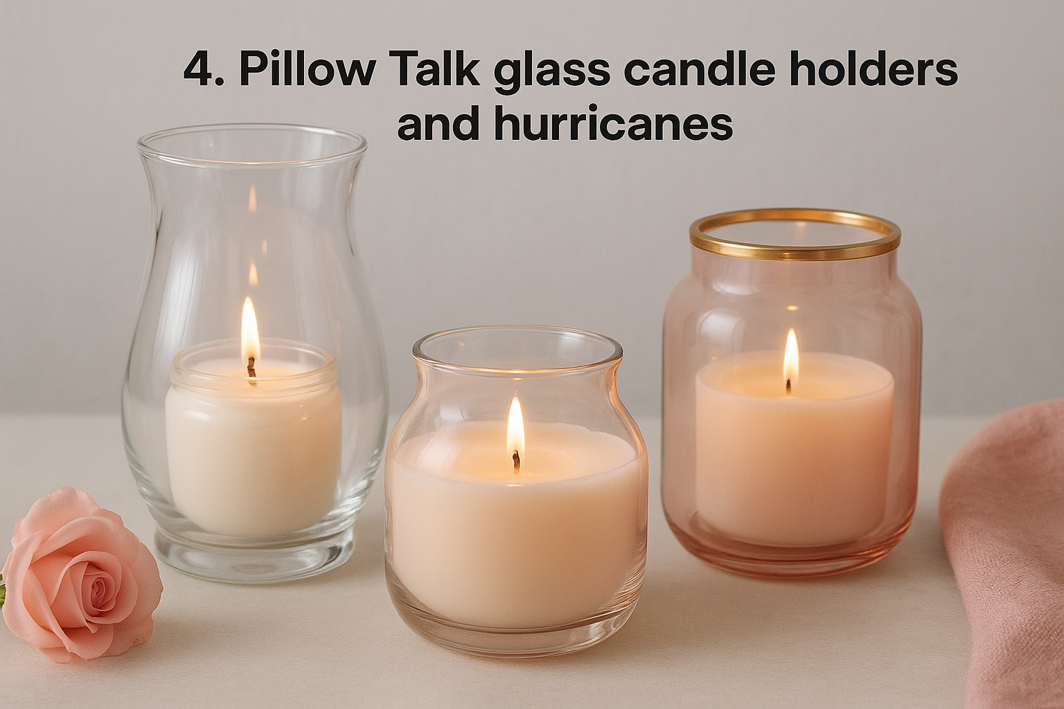 4. Pillow Talk glass candle holders and hurricanes