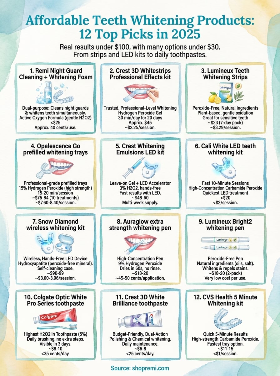 affordable teeth whitening products infographic
