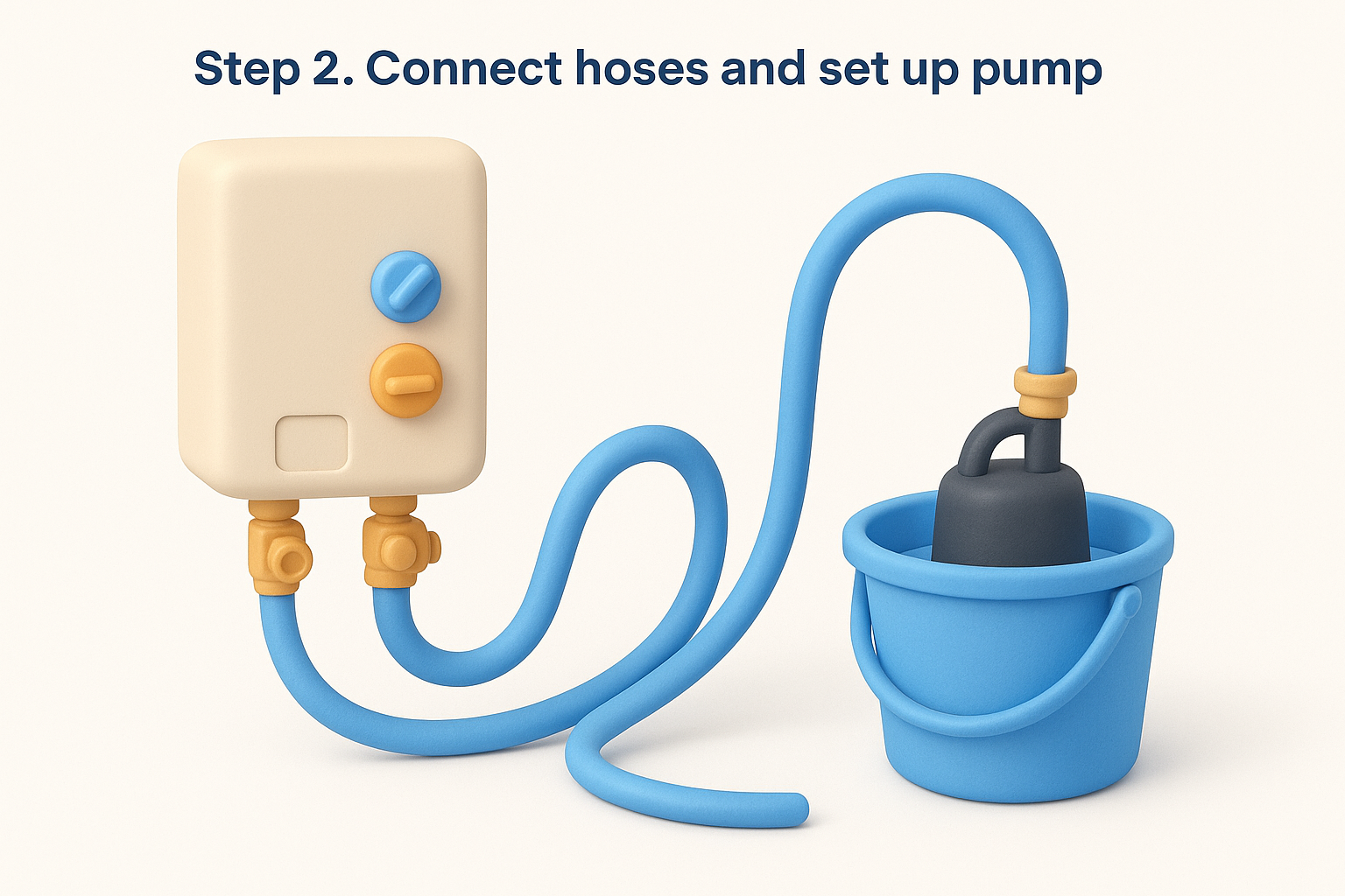 Step 2. Connect hoses and set up the pump