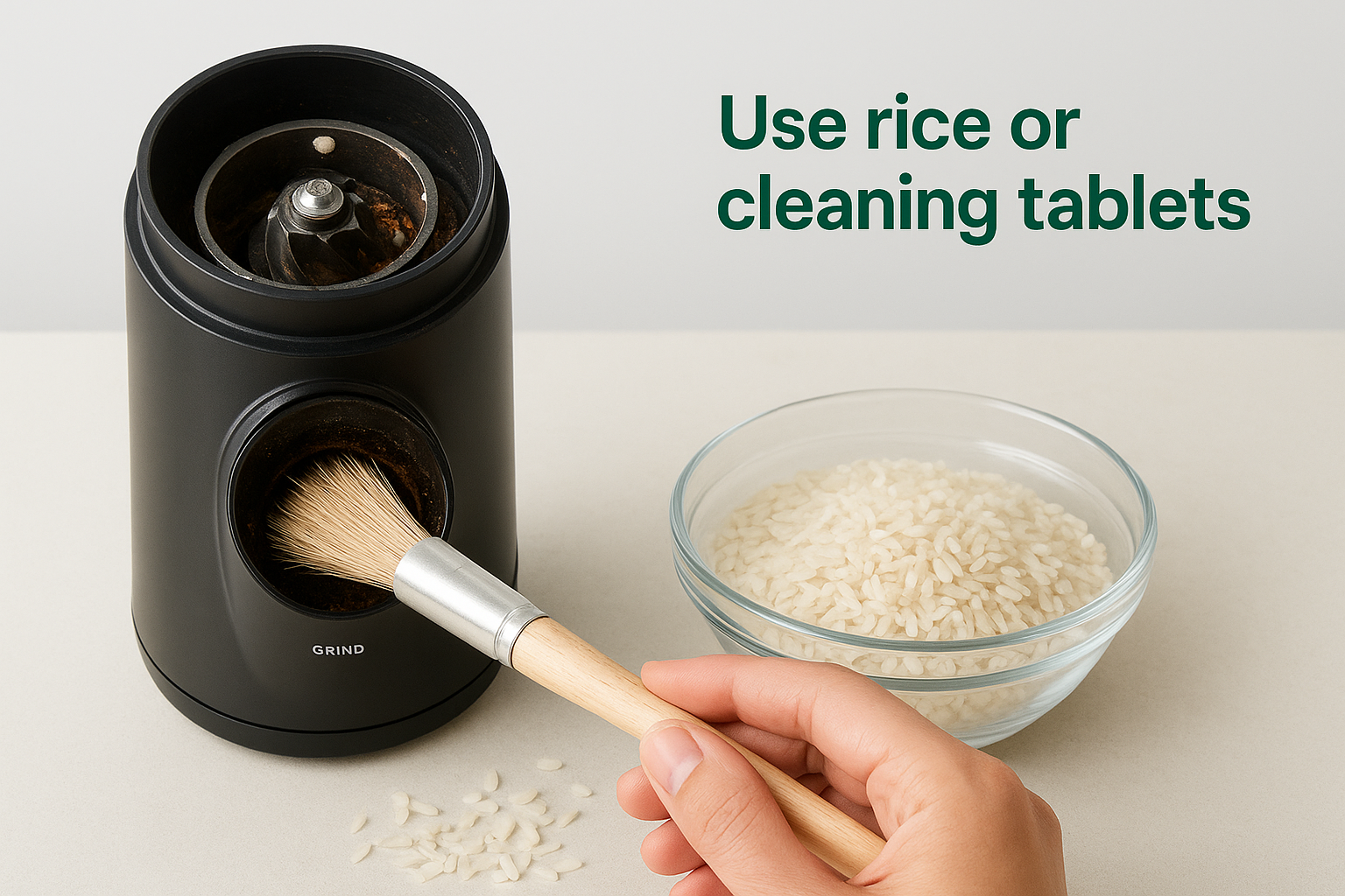 Use rice or cleaning tablets