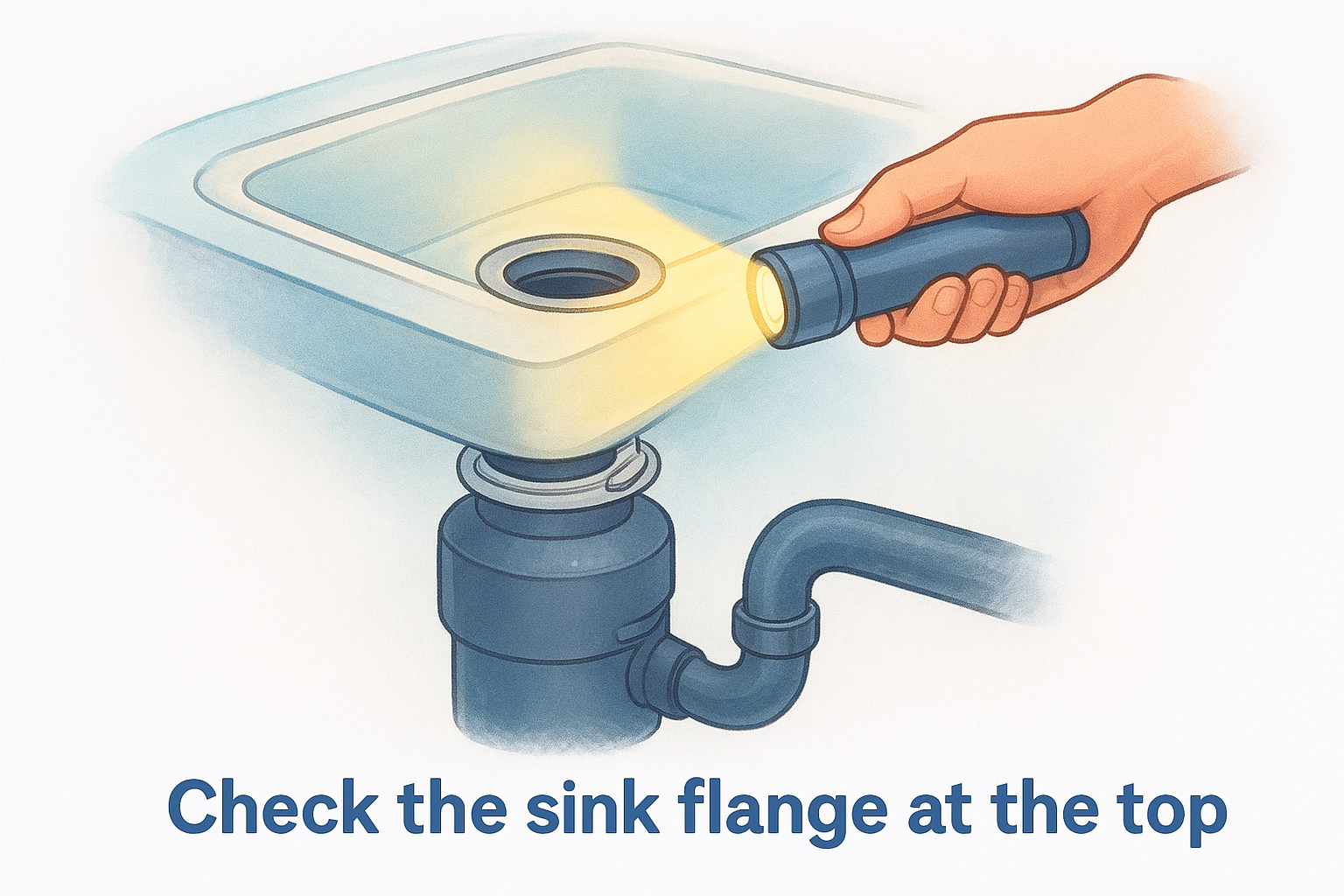 Check the sink flange at the top