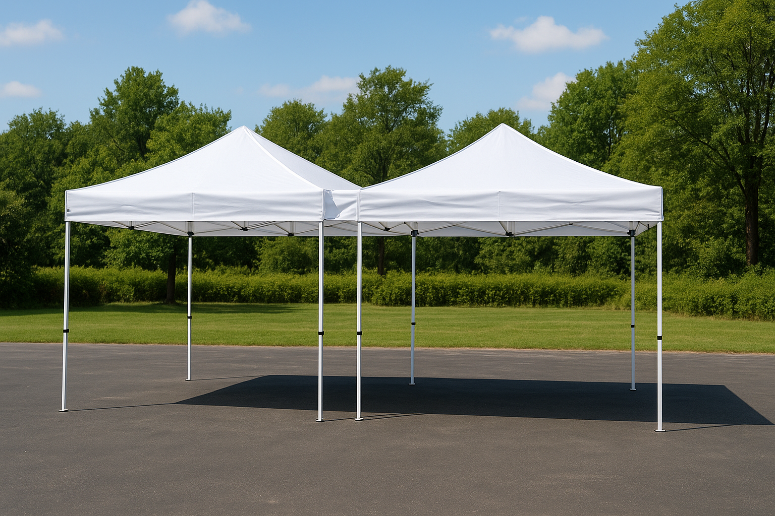 9. Two 10x10 pop-up canopies with a gutter
