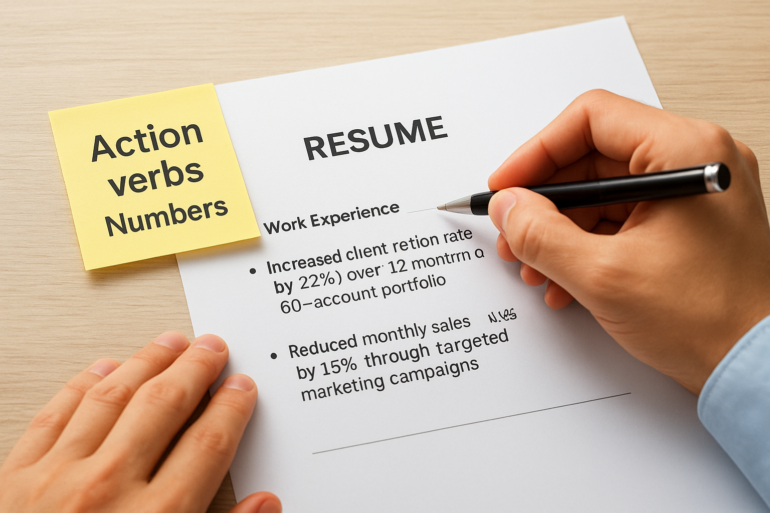 Rewrite bullets with action verbs and numbers