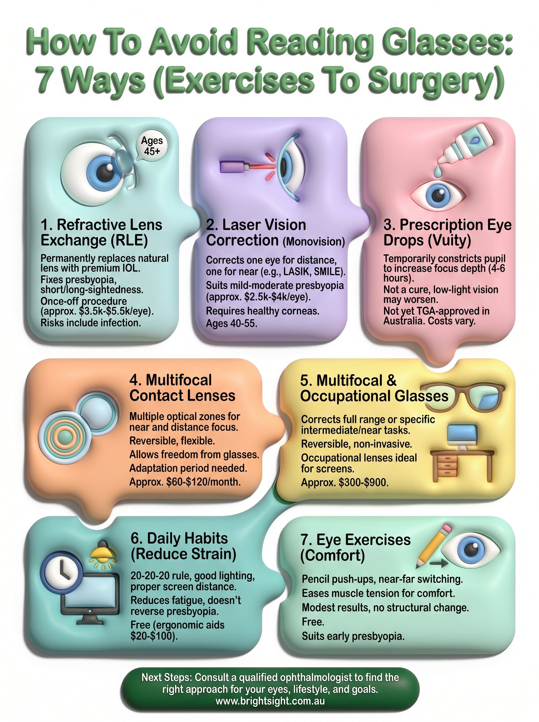 how to avoid reading glasses infographic