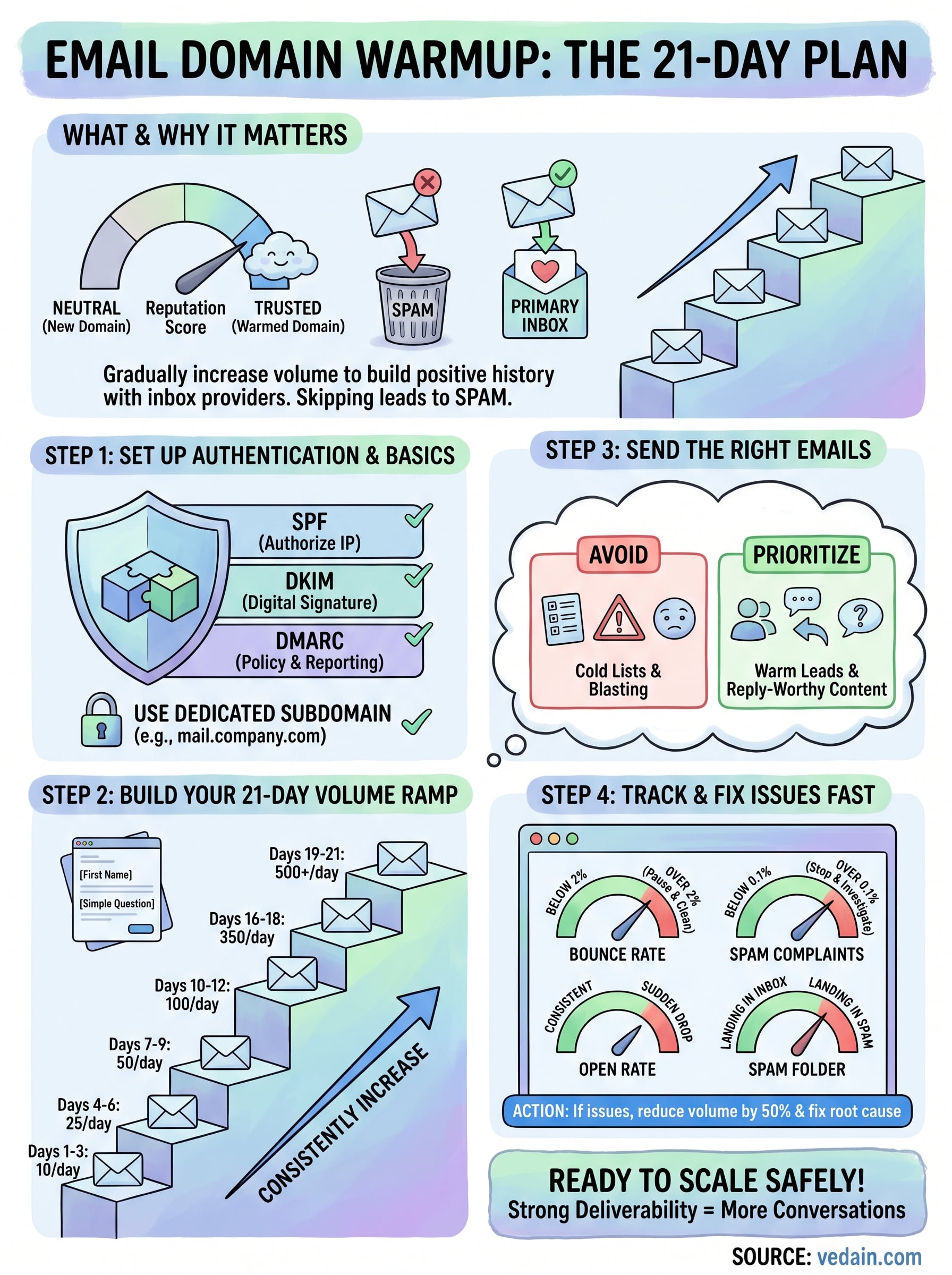 how to warm up email domain infographic