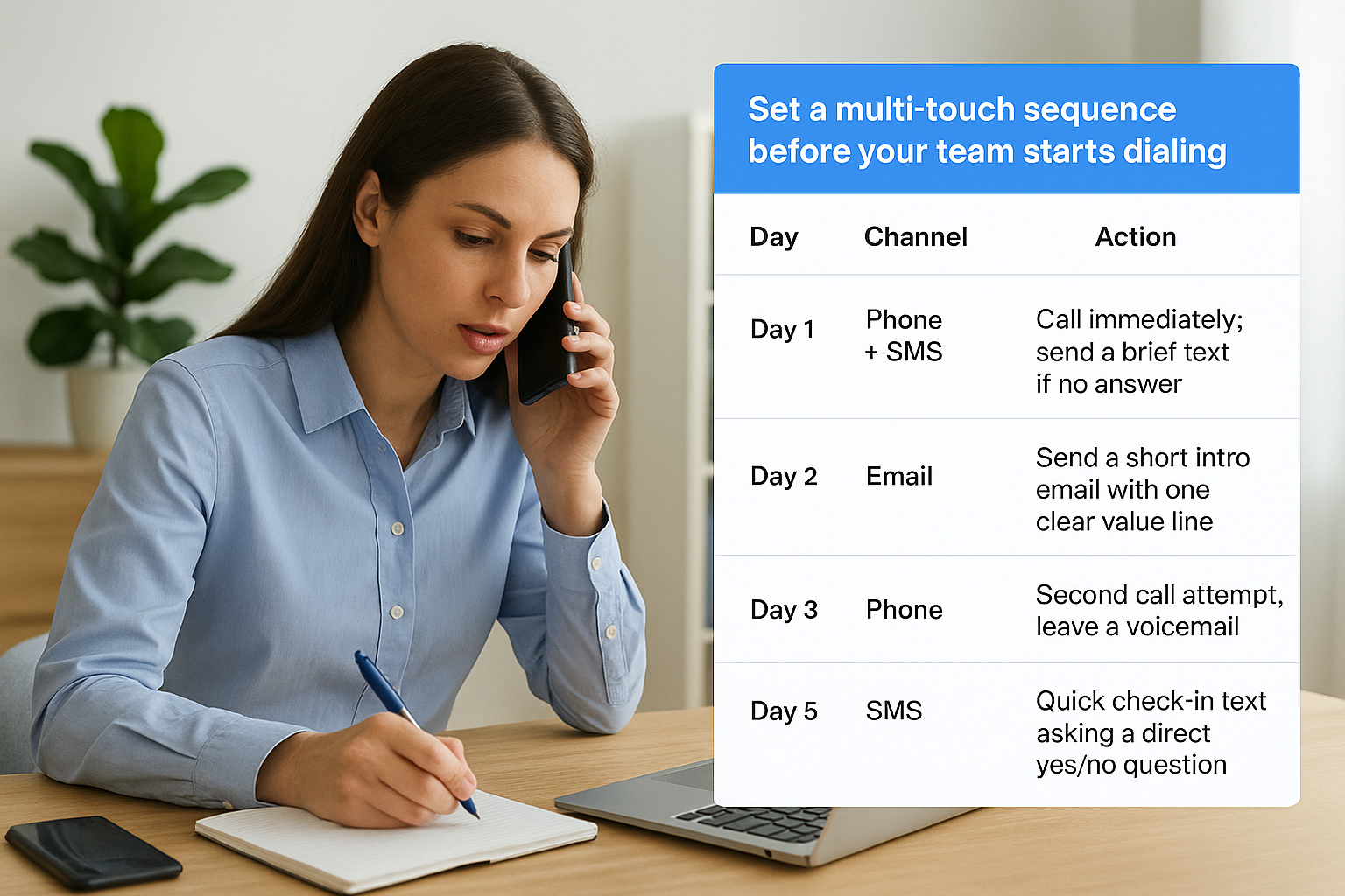Set a multi-touch sequence before your team starts dialing