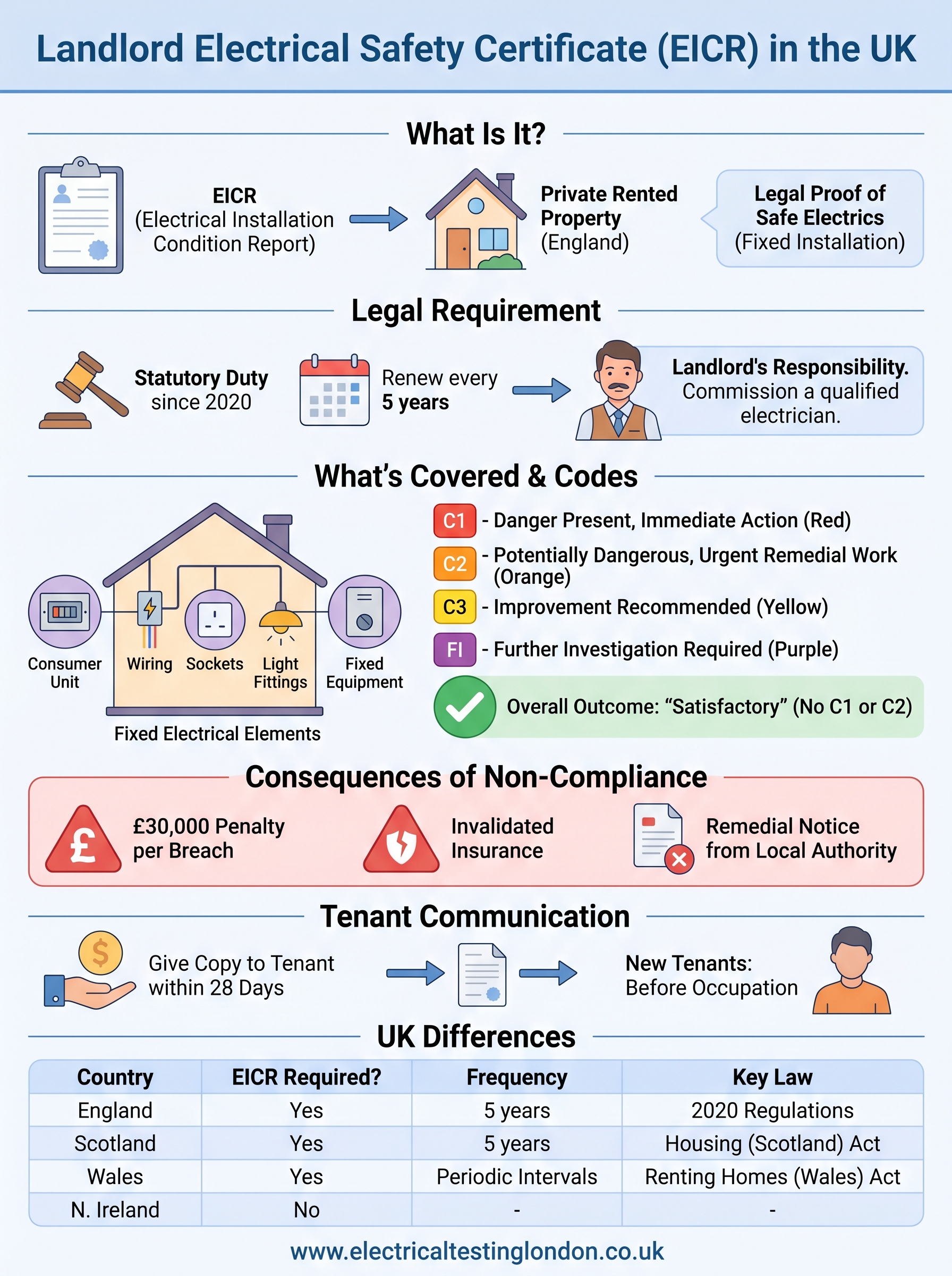 what is a landlord electrical safety certificate infographic