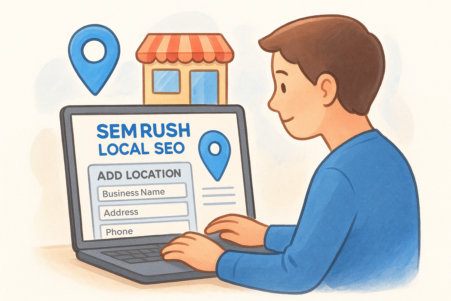 Connect your Semrush account and add your location
