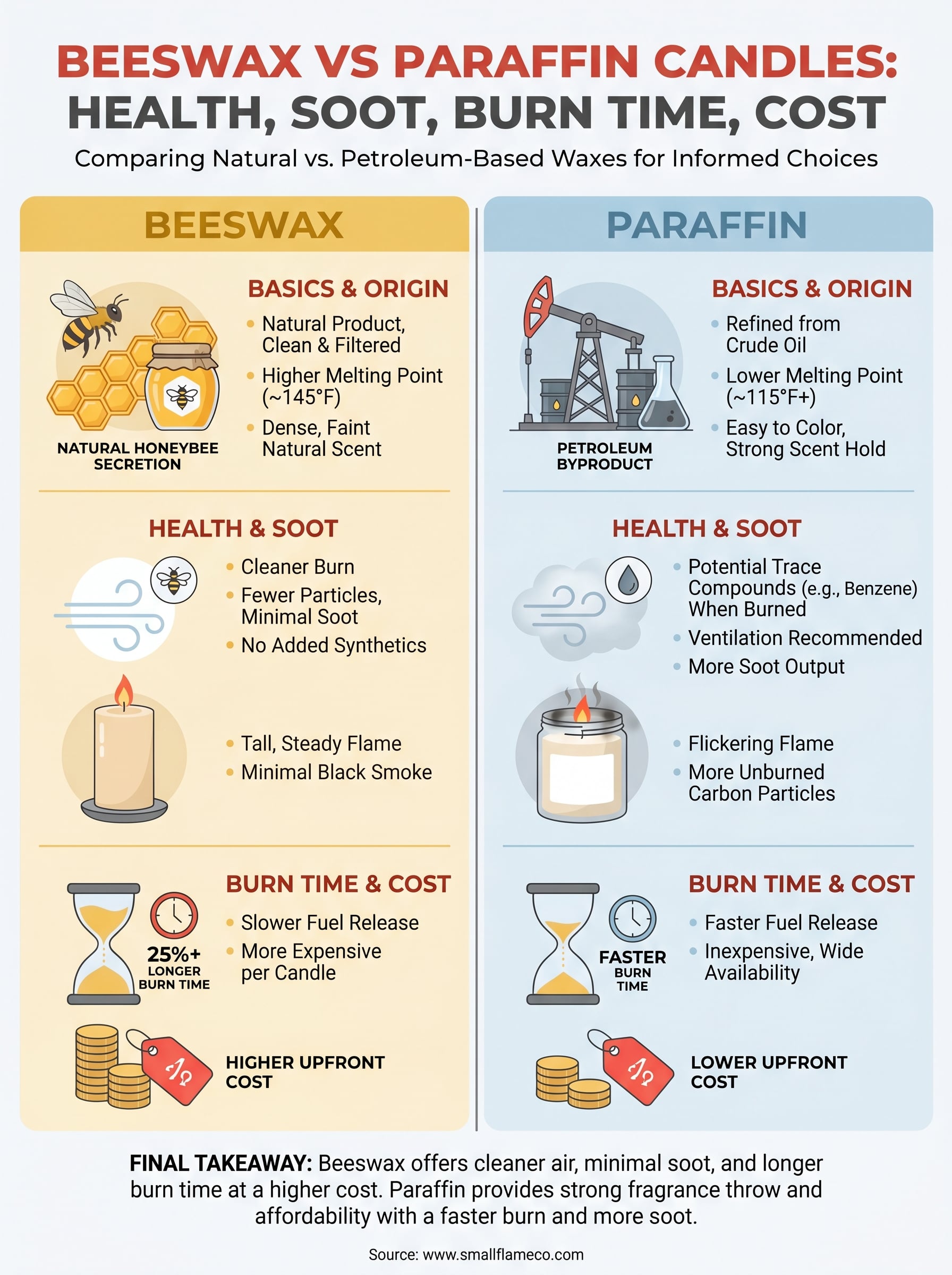 beeswax vs paraffin candles infographic