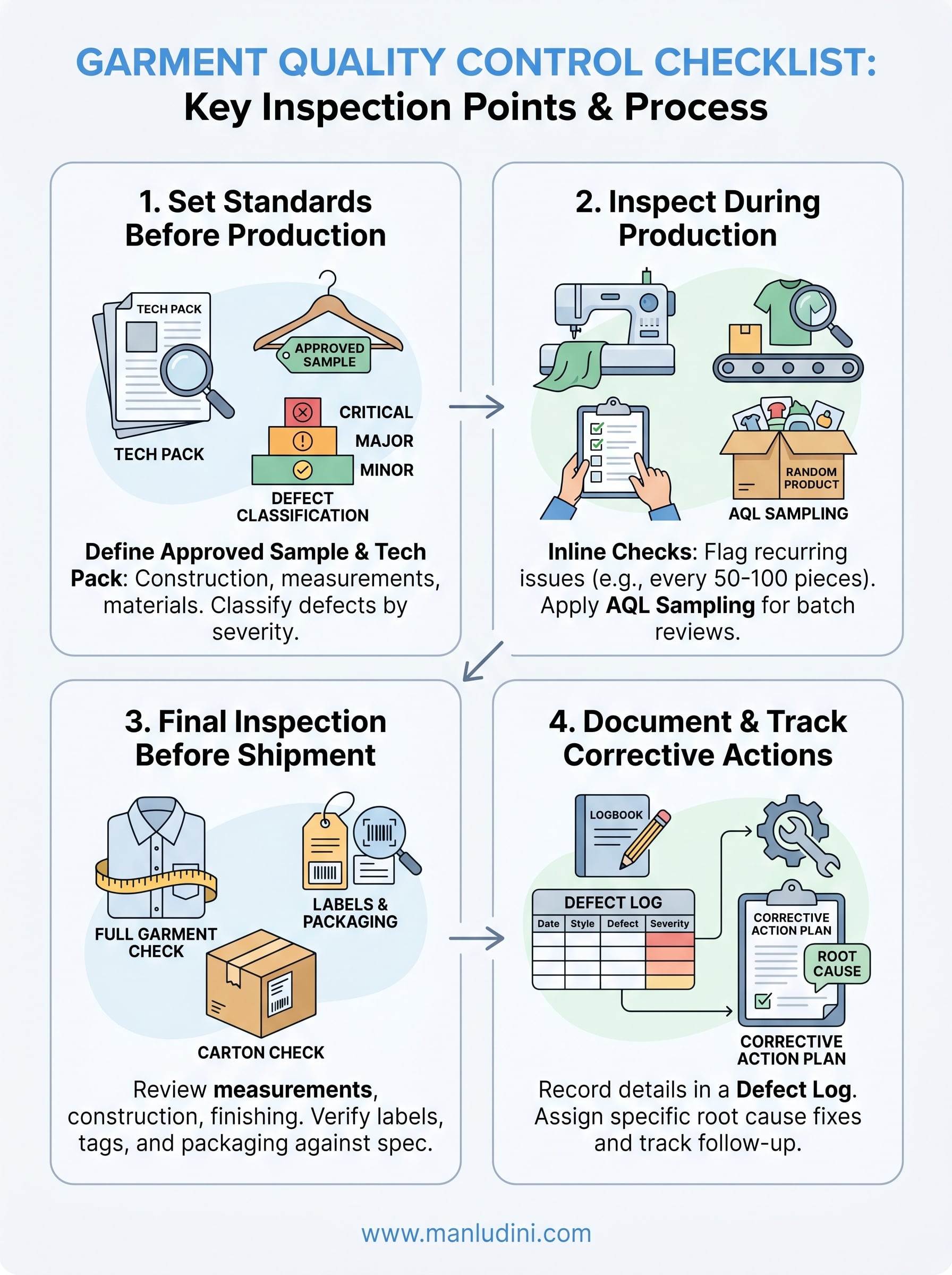 garment quality control checklist infographic