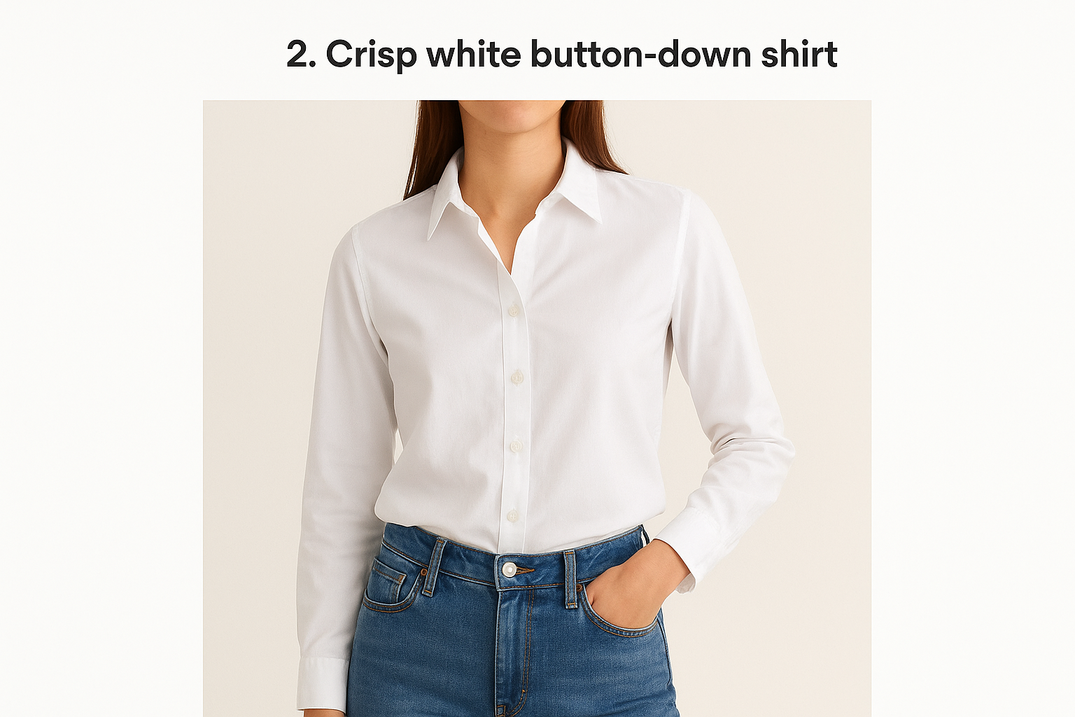 2. Crisp white button-down shirt