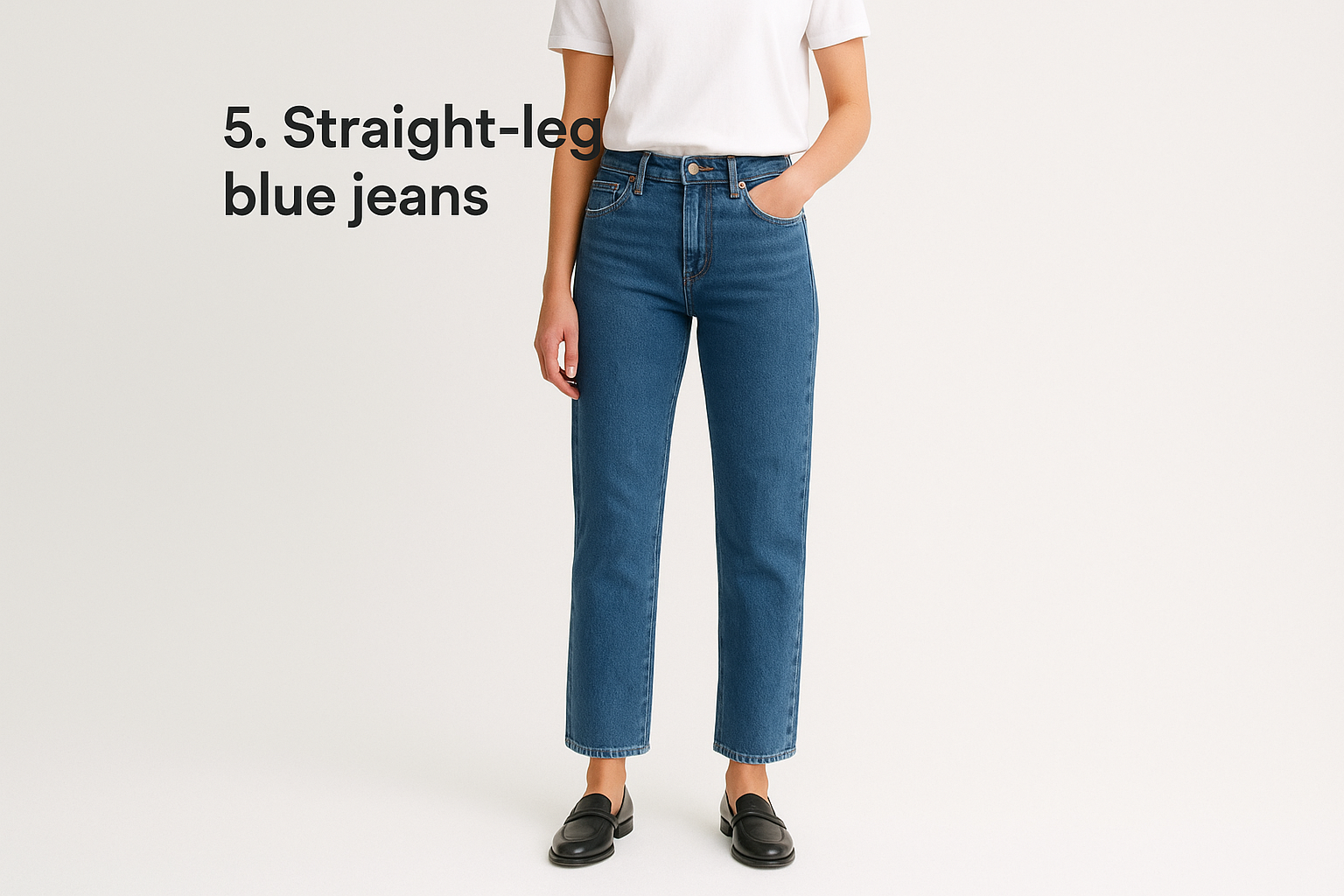 5. Straight-leg blue jeans
