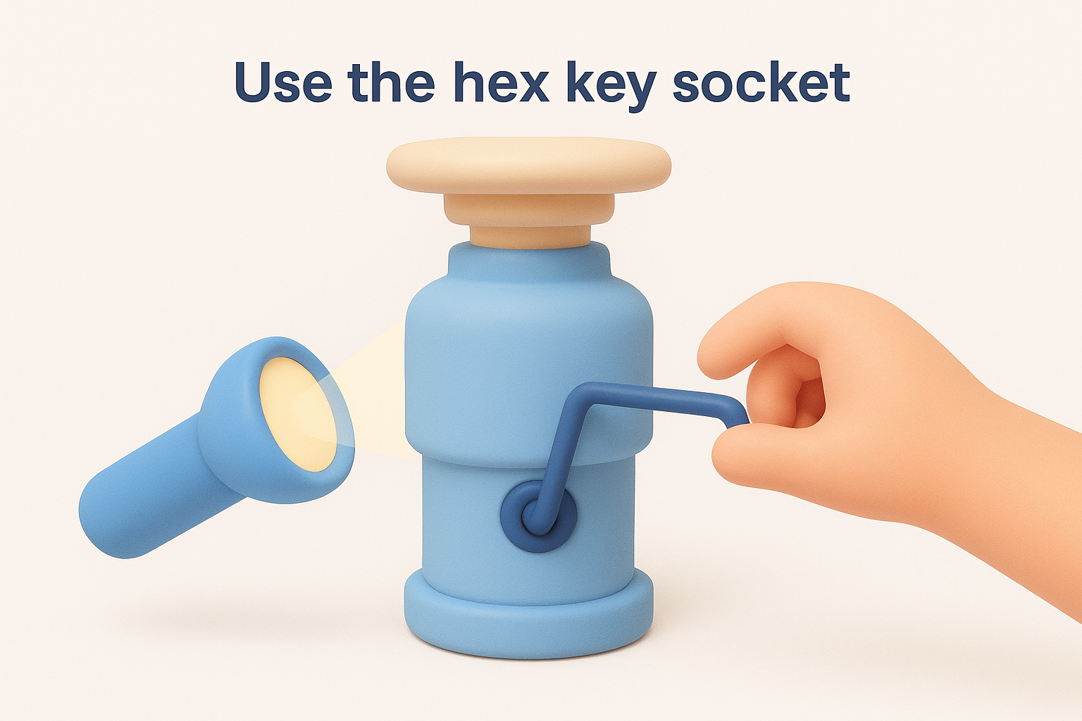 Use the hex key socket