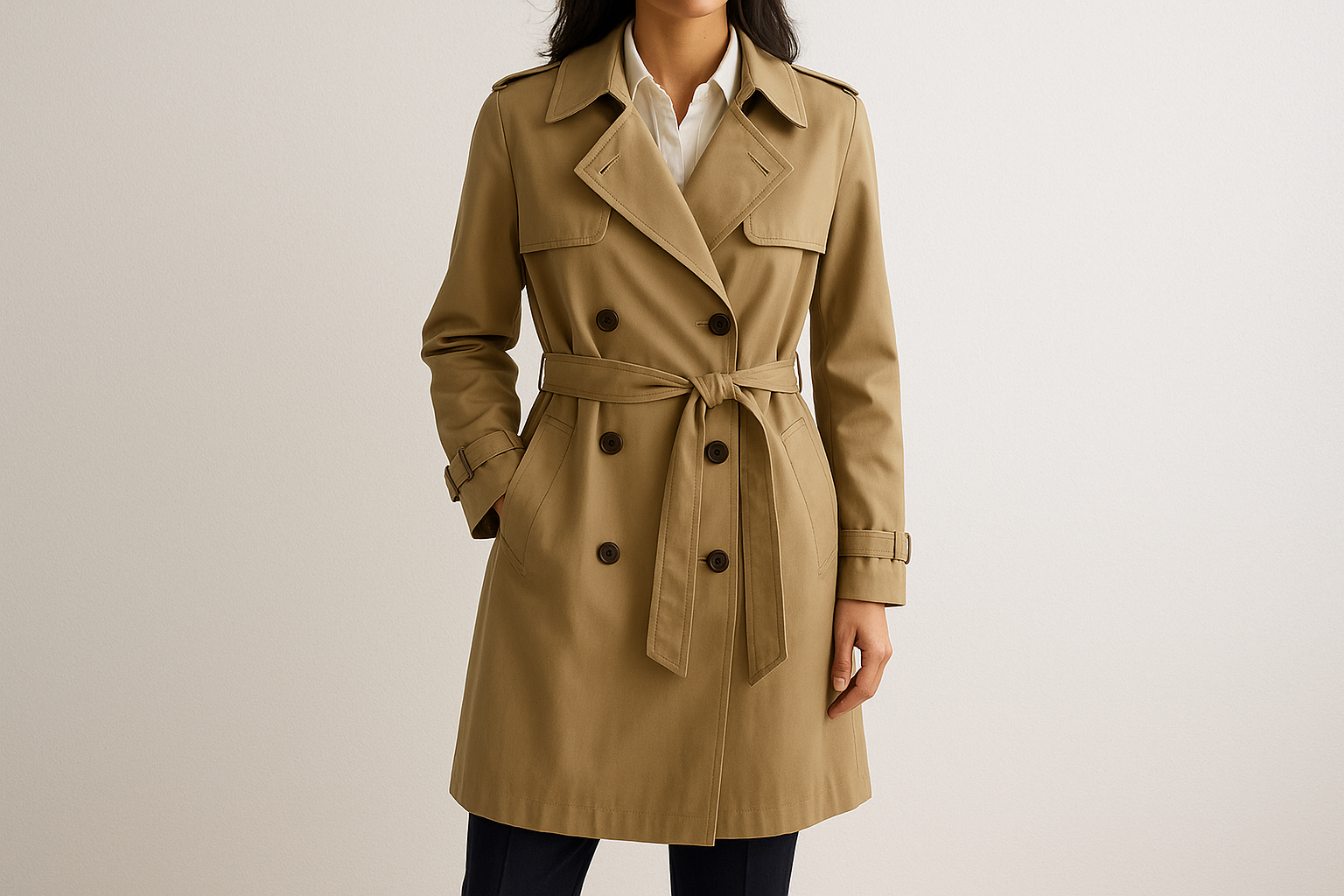 8. Khaki trench coat