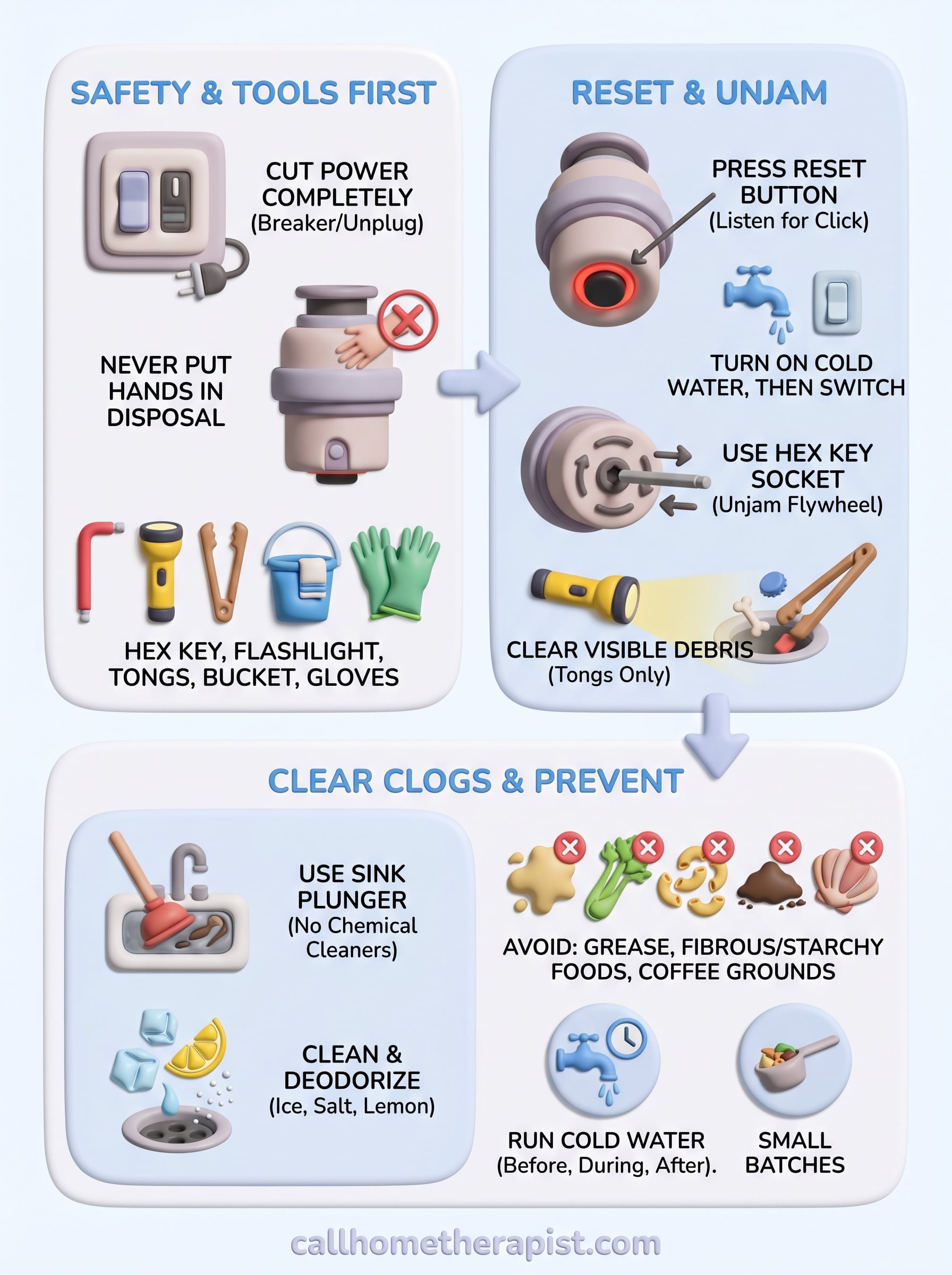 garbage disposal not working infographic