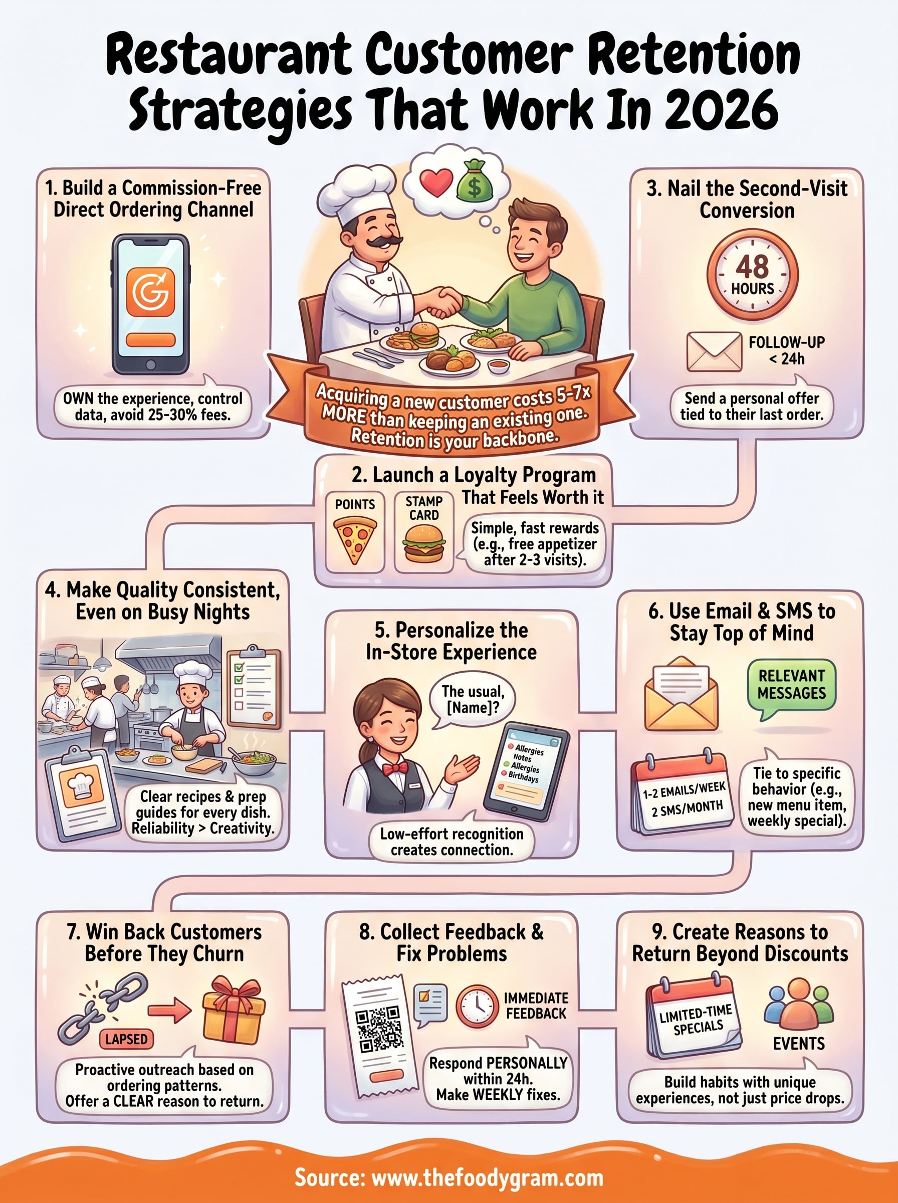 restaurant customer retention strategies infographic