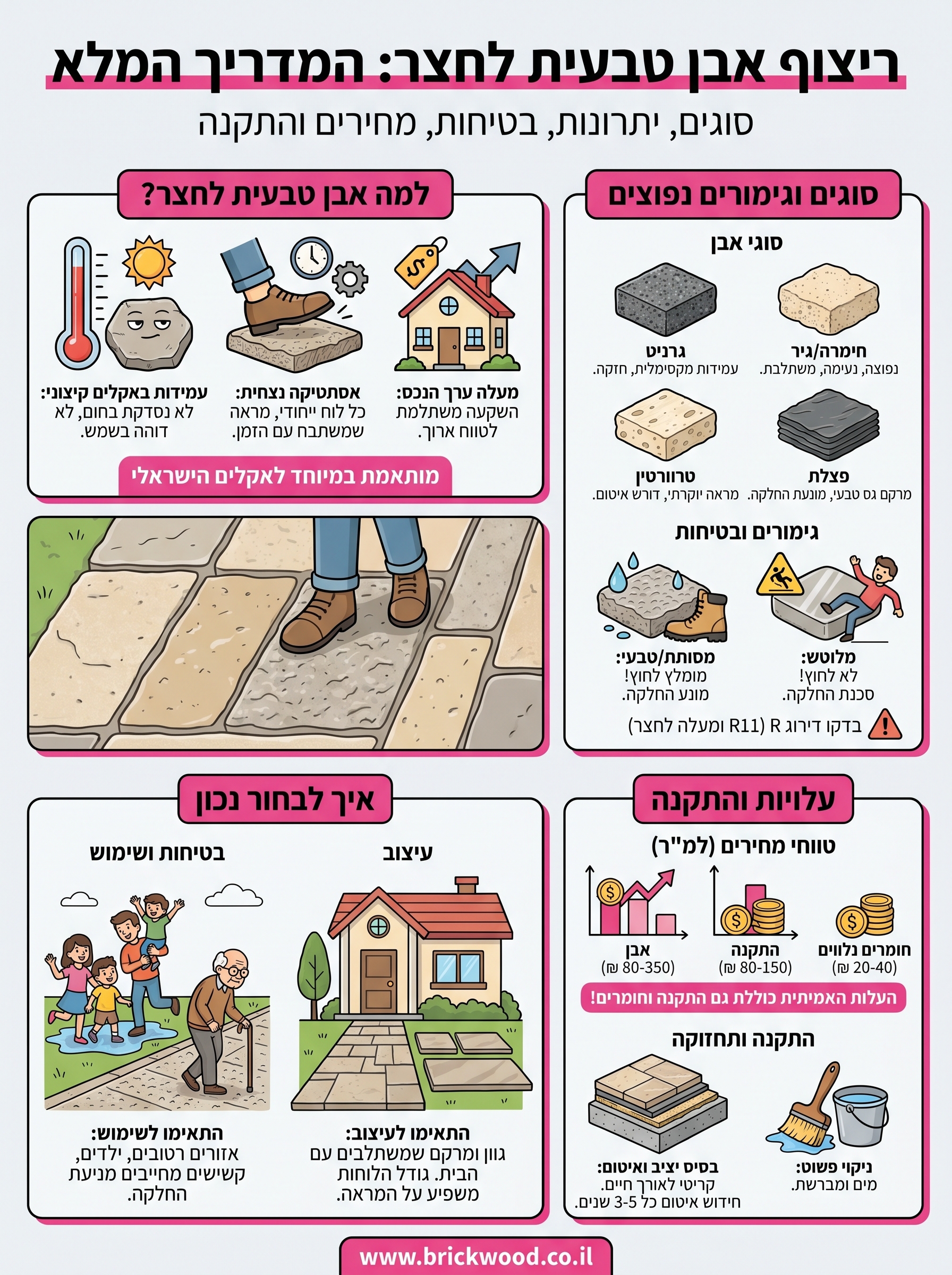 ריצוף אבן טבעית לחצר infographic