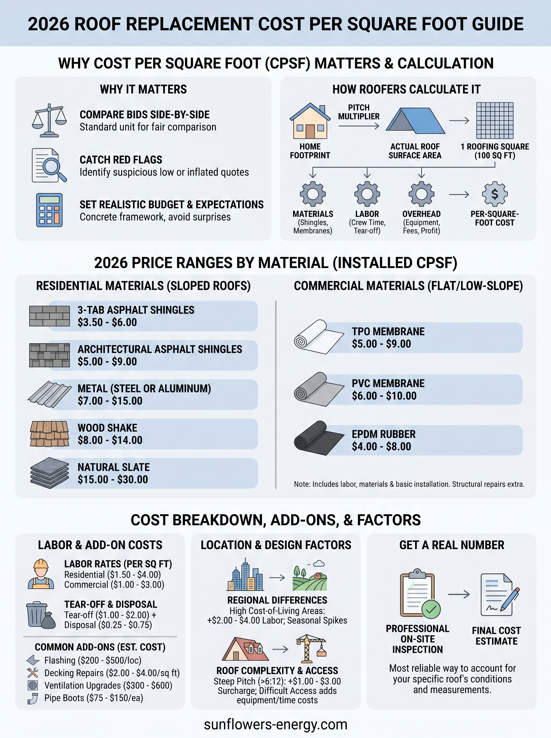 roof replacement cost per square foot infographic