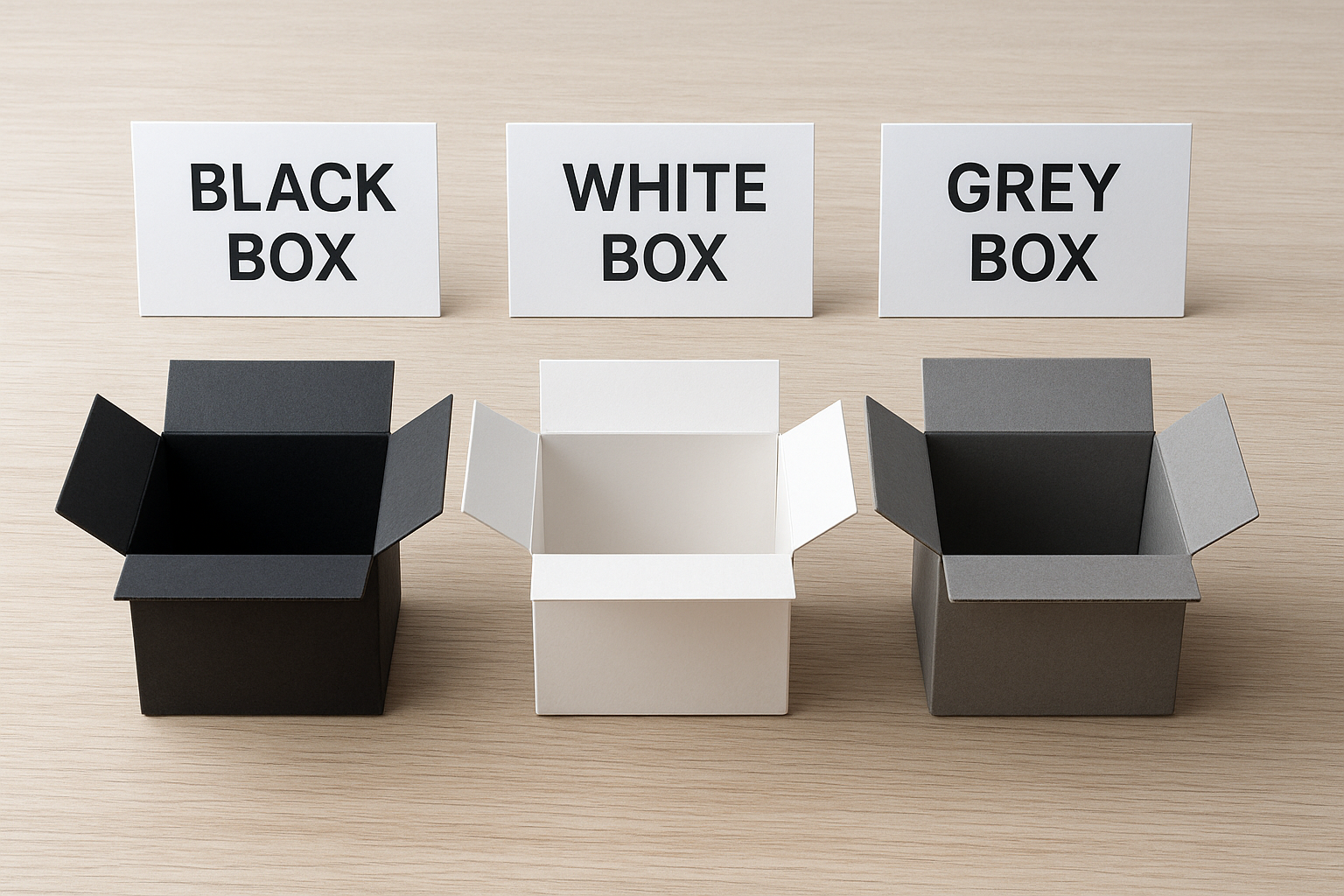 Black box, white box, and grey box testing