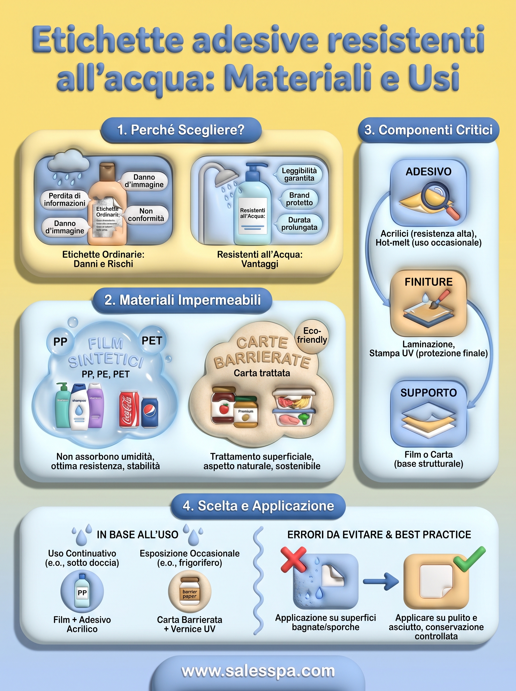 etichette adesive resistenti all'acqua infographic