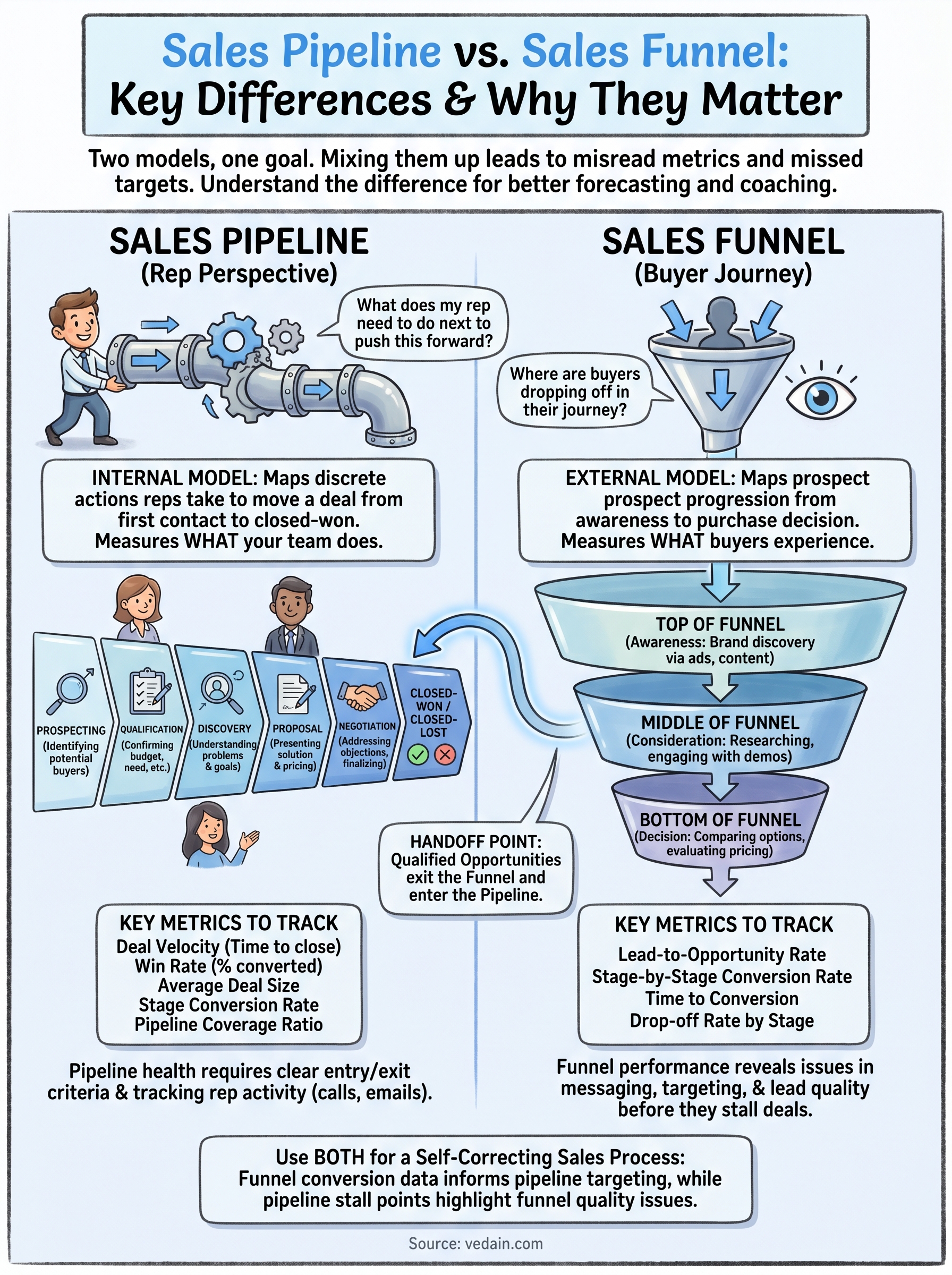 sales pipeline vs sales funnel infographic