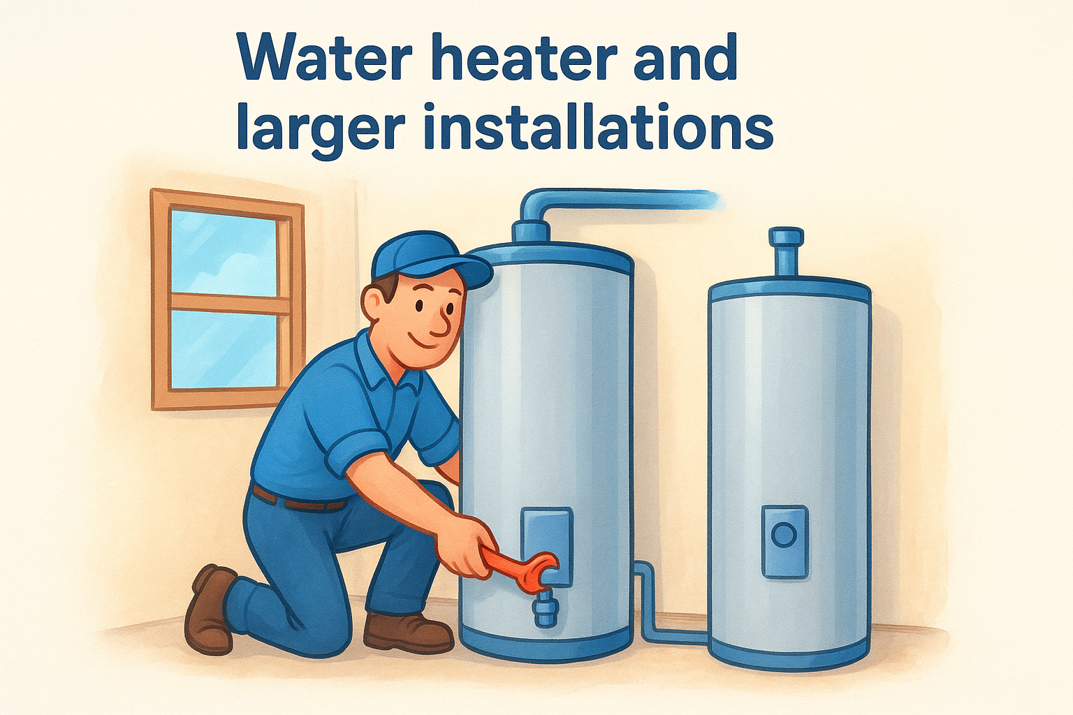 Water heater and larger installations