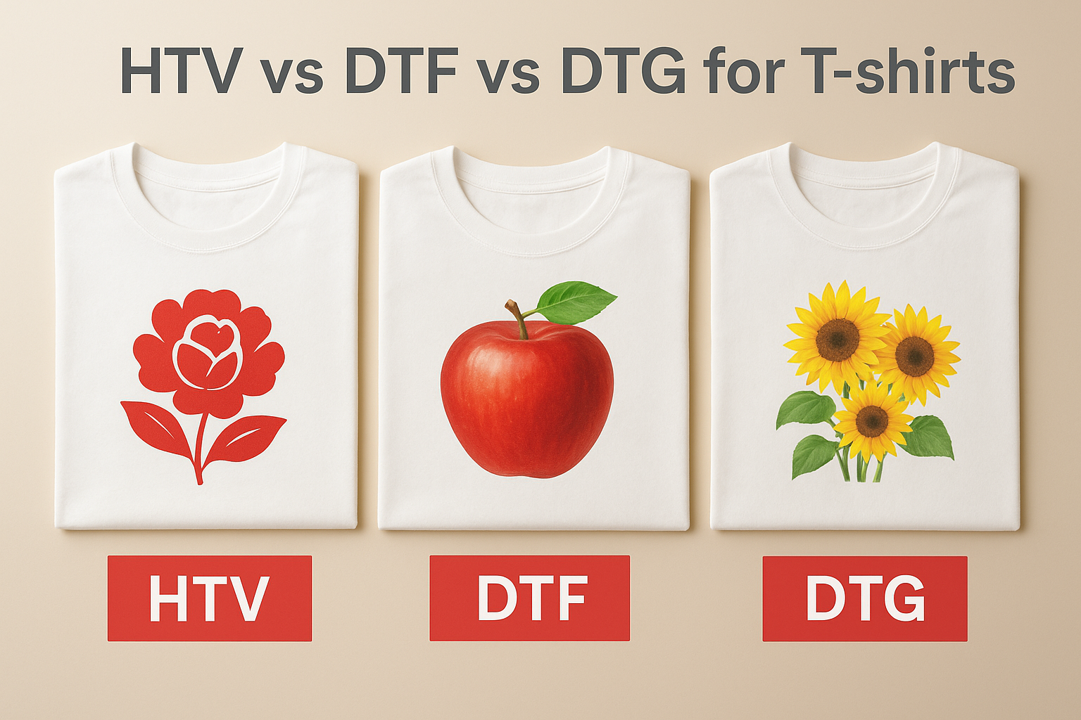 HTV vs DTF vs DTG for T-shirts