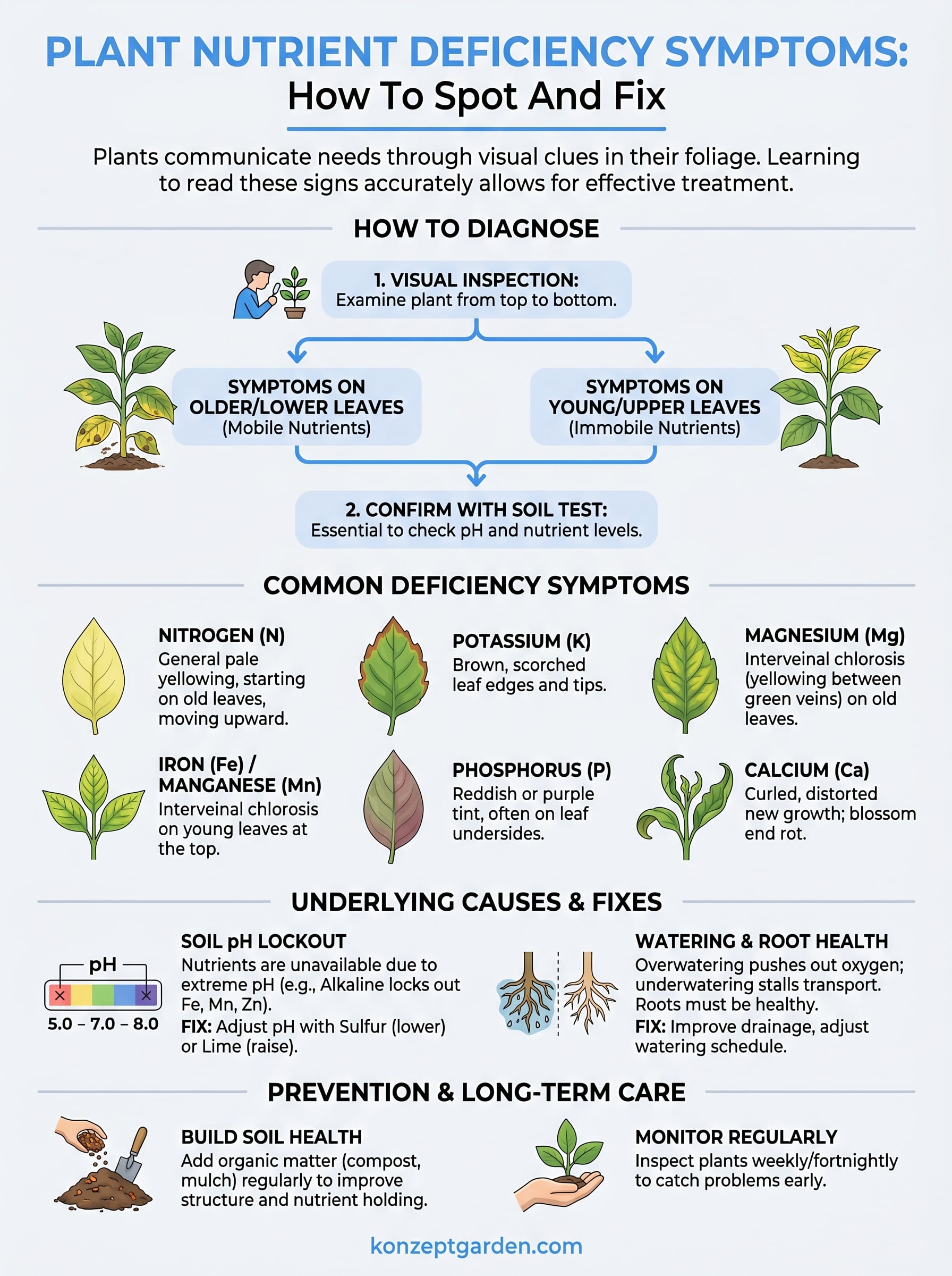 plant nutrient deficiency symptoms infographic