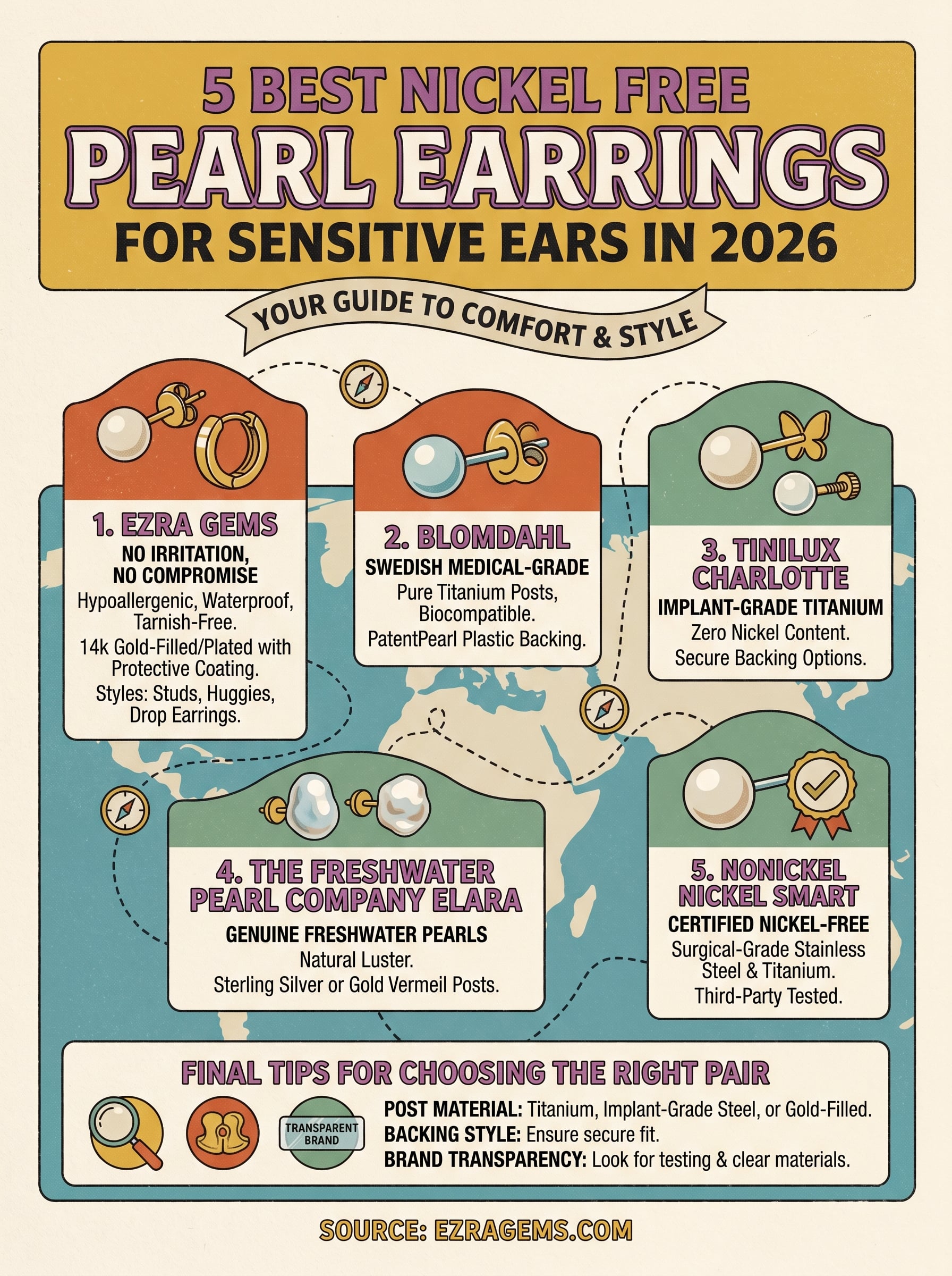 nickel free pearl earrings infographic