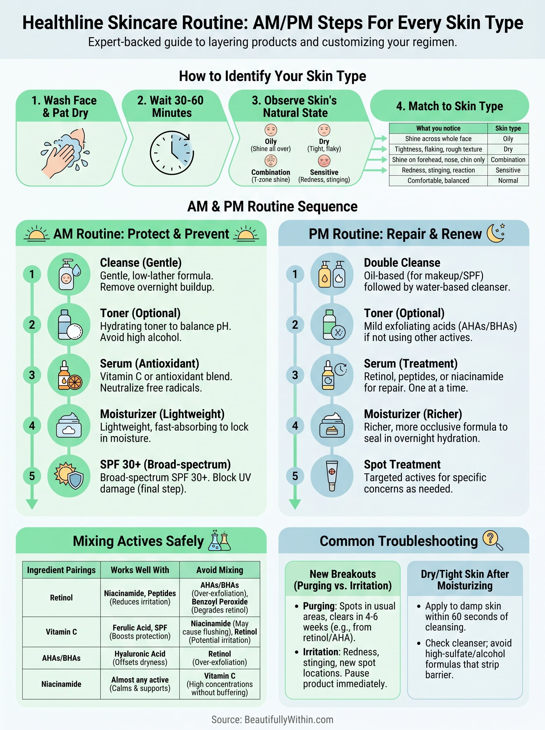 healthline skincare routine infographic