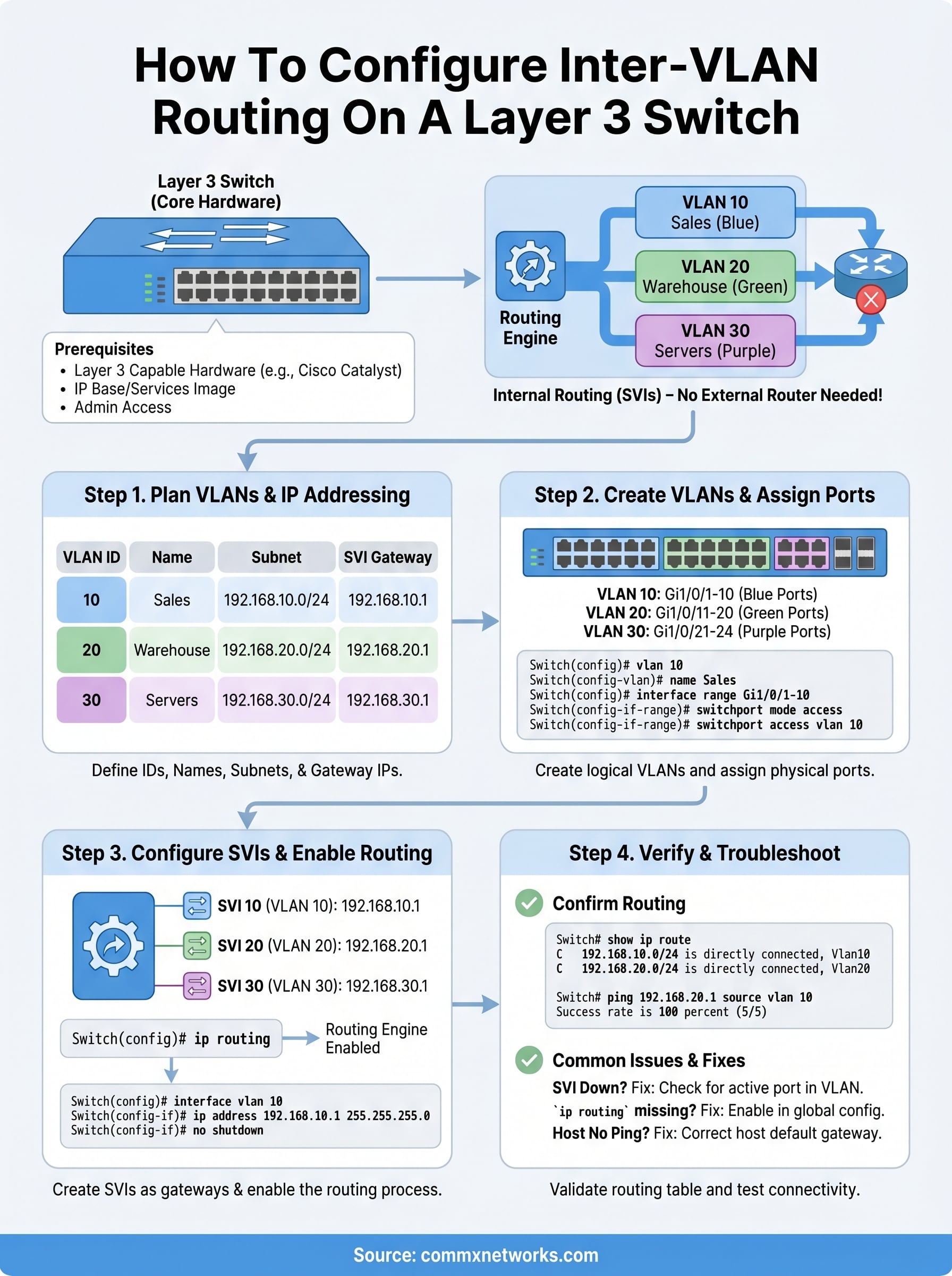 inter vlan routing on a layer 3 switch infographic