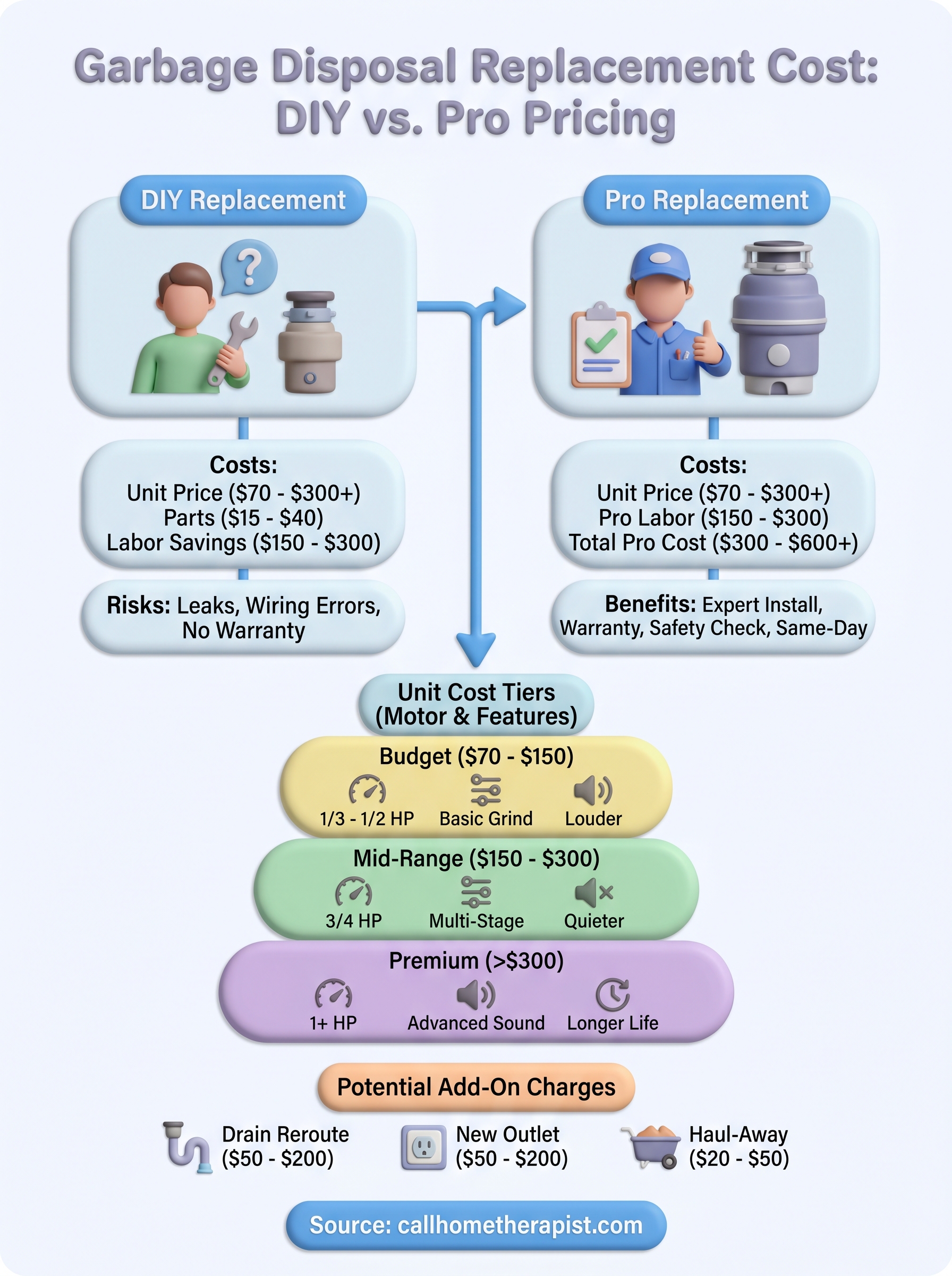 garbage disposal replacement cost infographic