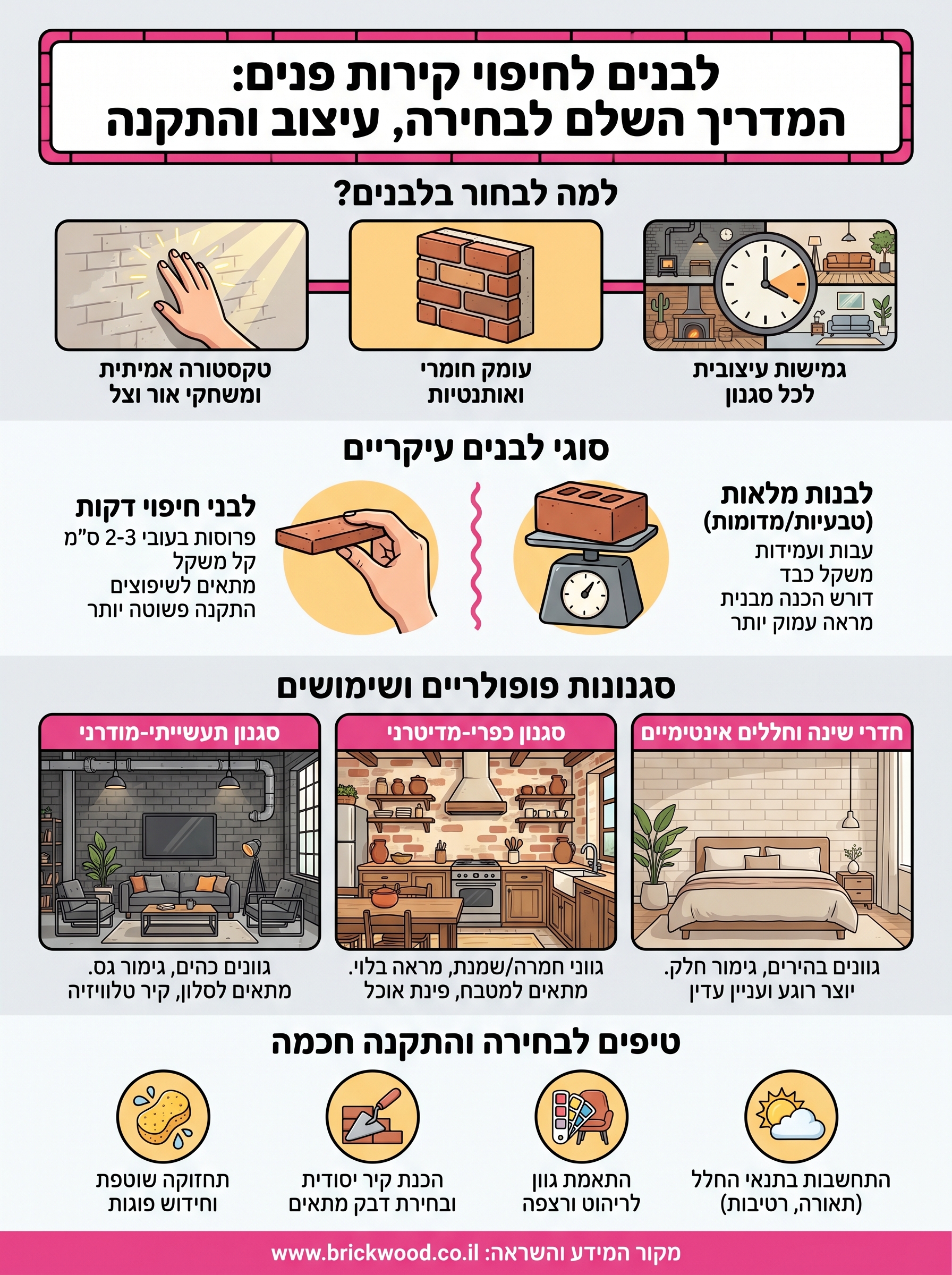 לבנים לחיפוי קירות פנים infographic