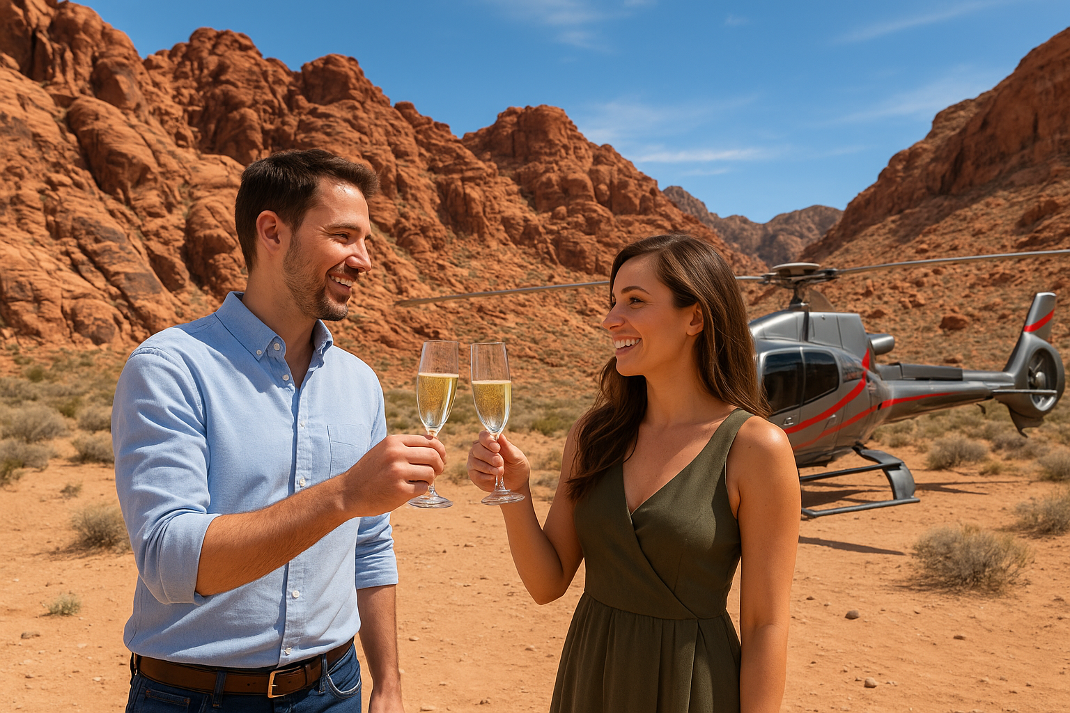 6. Red Rock Canyon landing with champagne