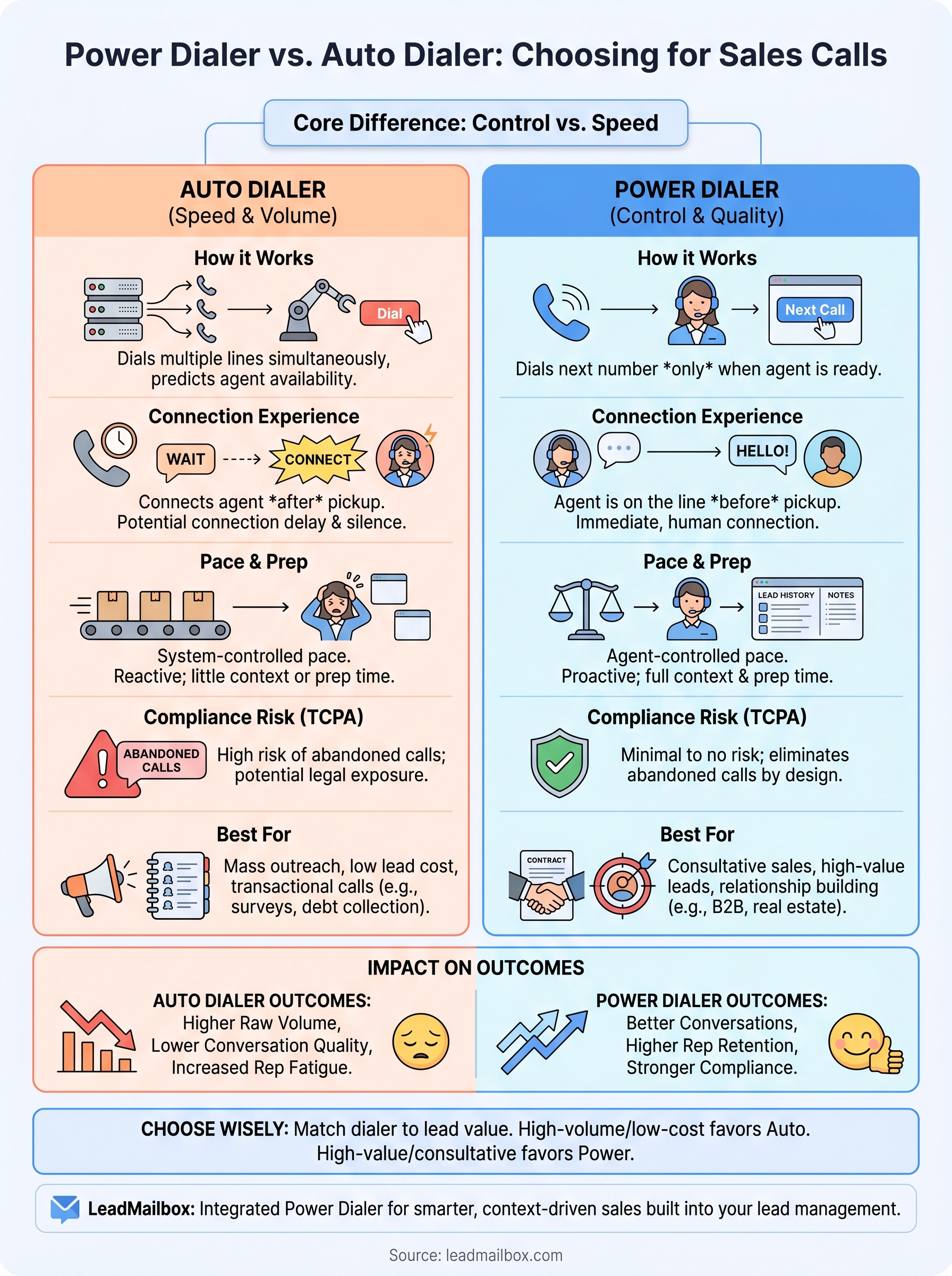 power dialer vs auto dialer infographic