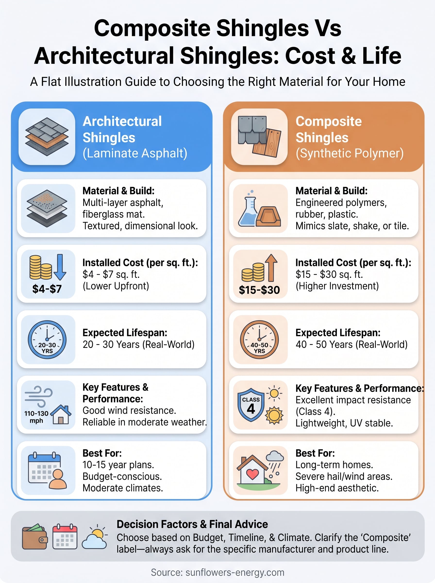 composite shingles vs architectural shingles infographic
