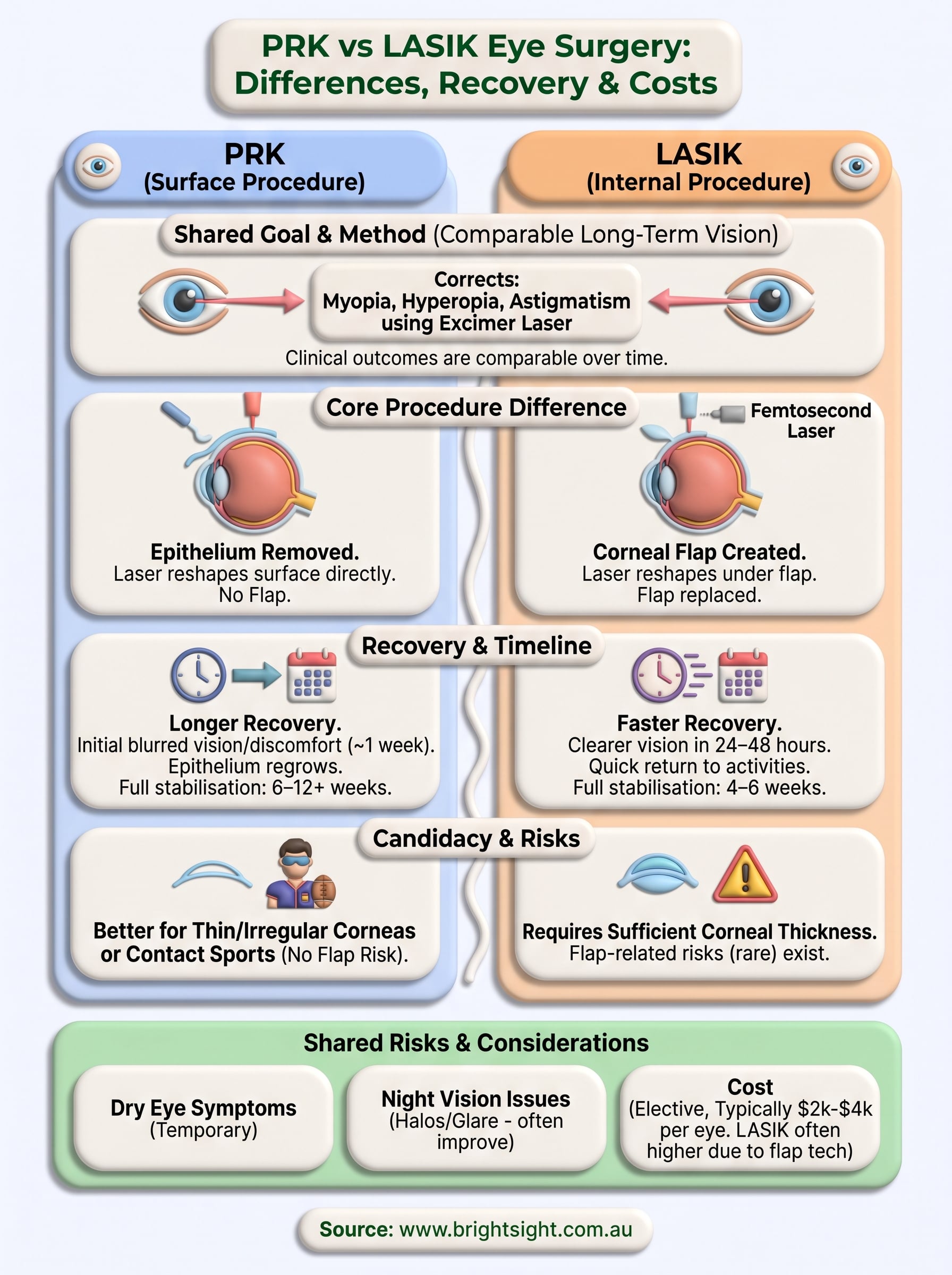 prk vs lasik eye surgery infographic