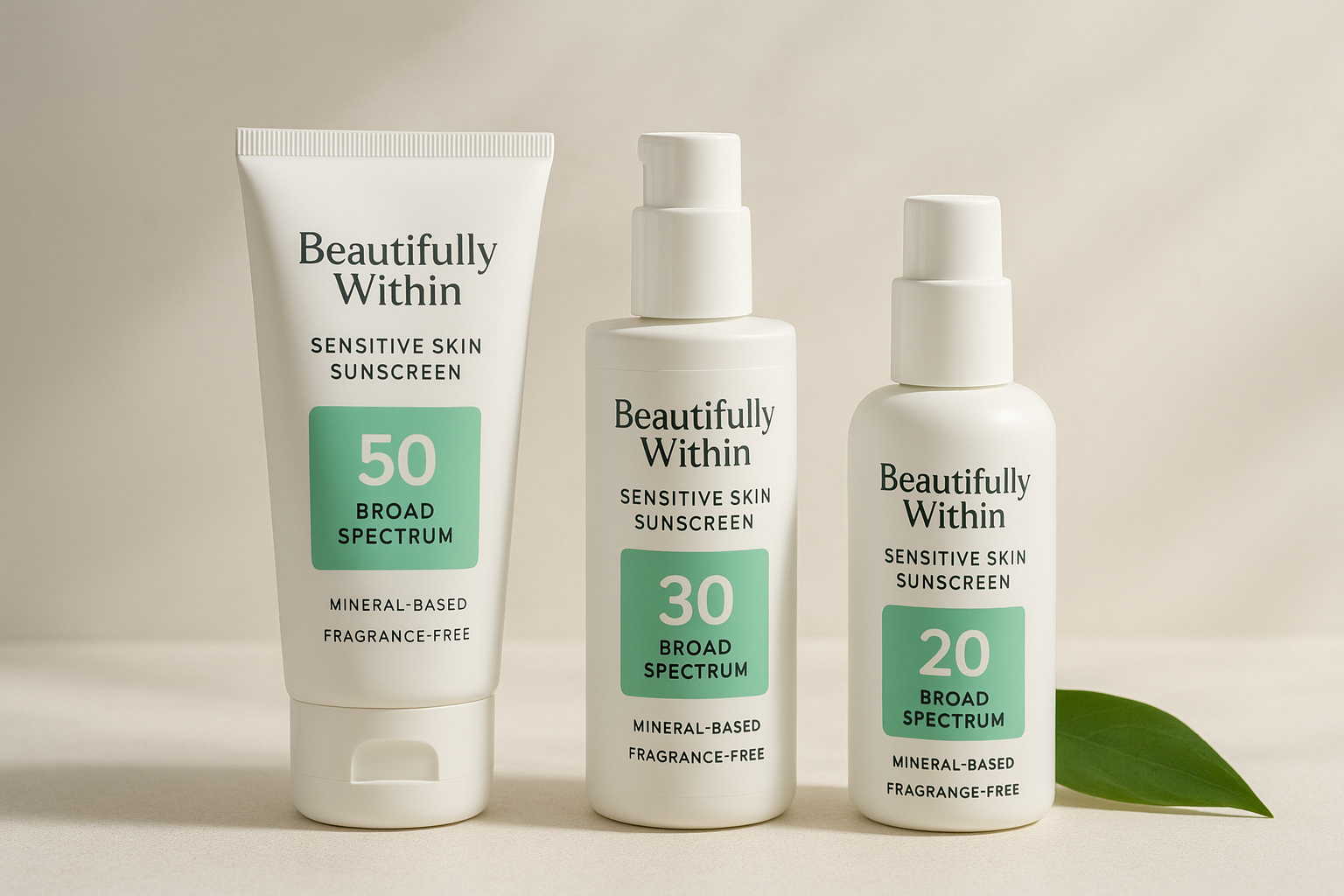 1. Beautifully Within sensitive skin sunscreen collection