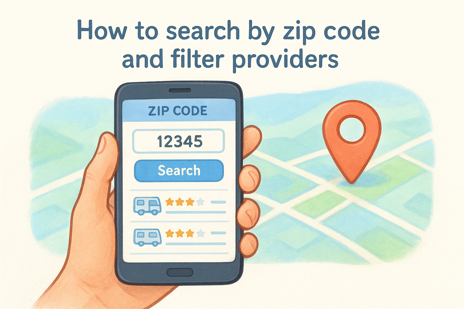 How to search by zip code and filter providers
