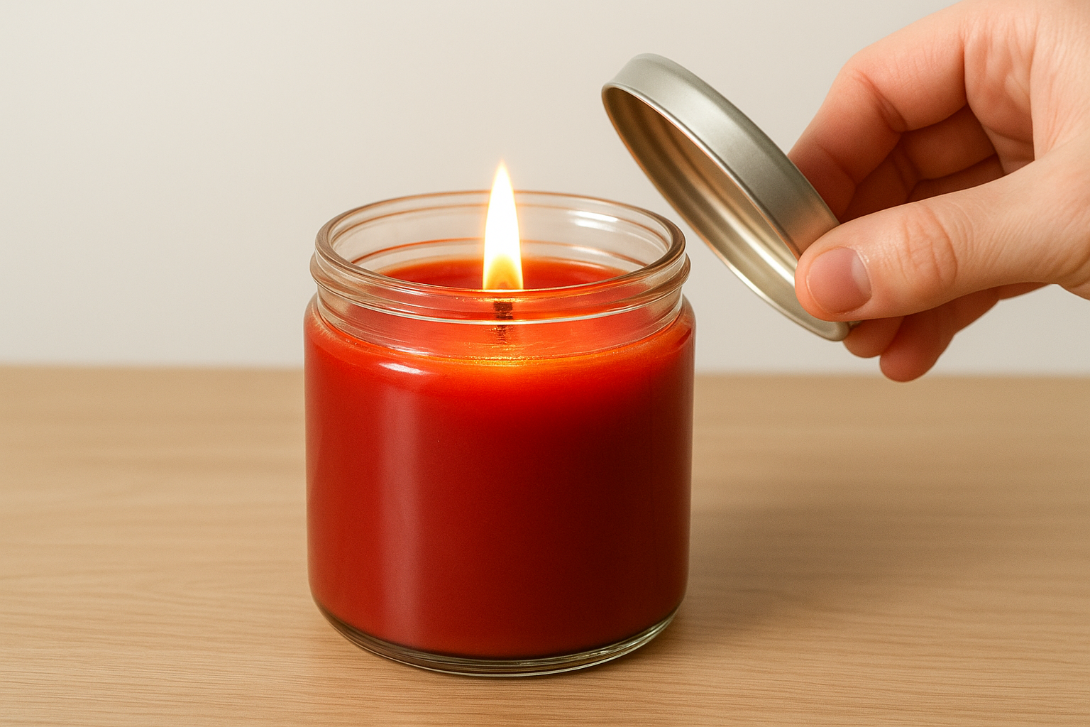 3. Let the first burn melt wax to the edge