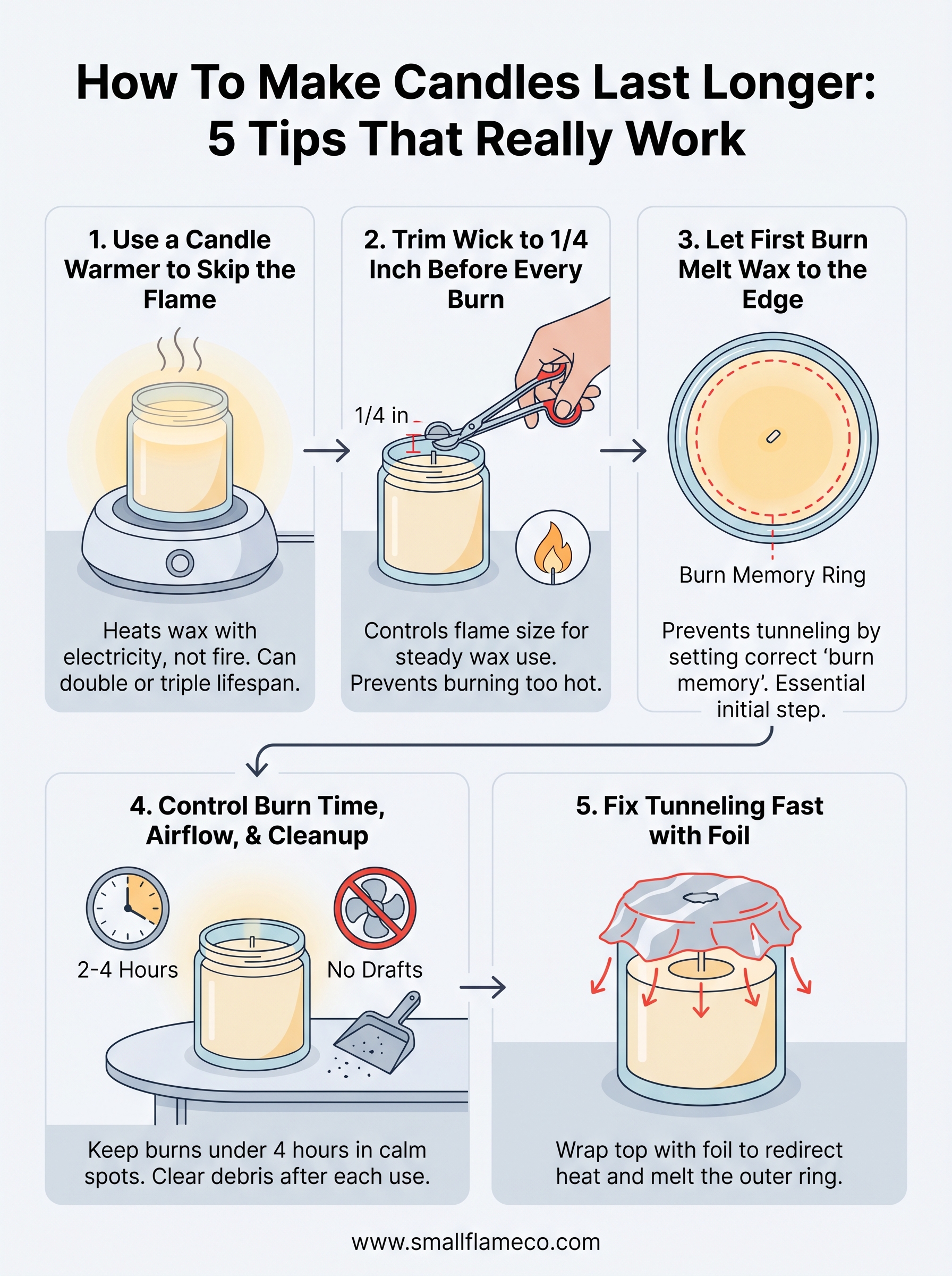 how to make candles last longer infographic