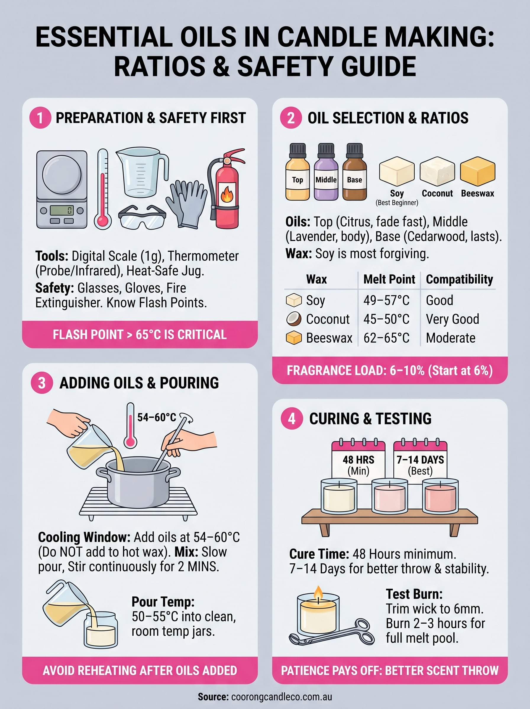 how to use essential oils in candle making infographic