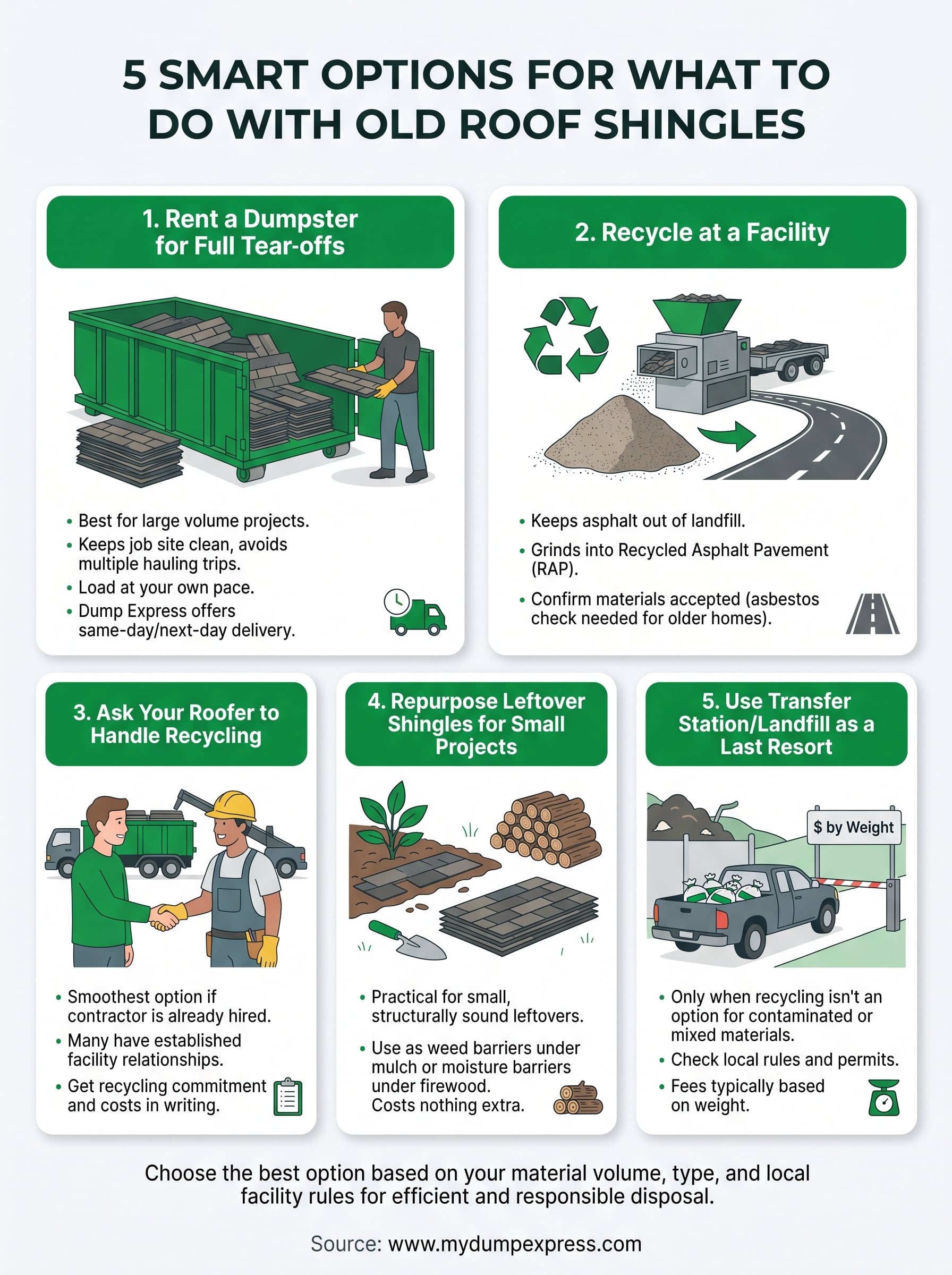 what to do with old roof shingles infographic
