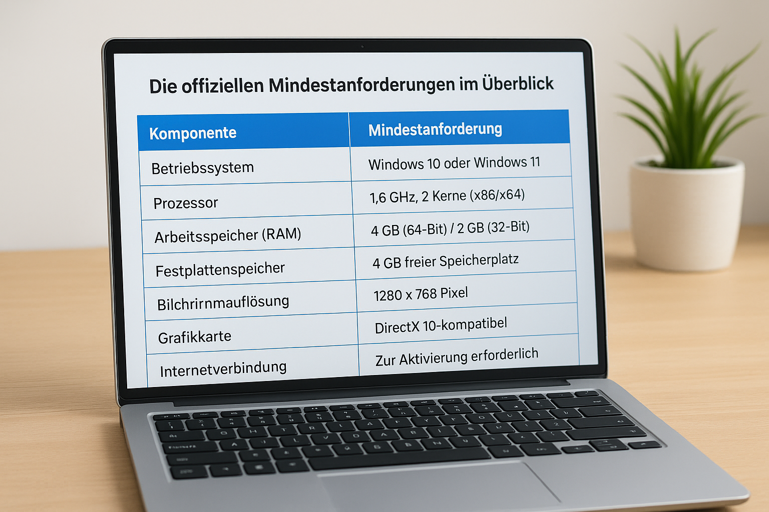 Die offiziellen Mindestanforderungen im Überblick