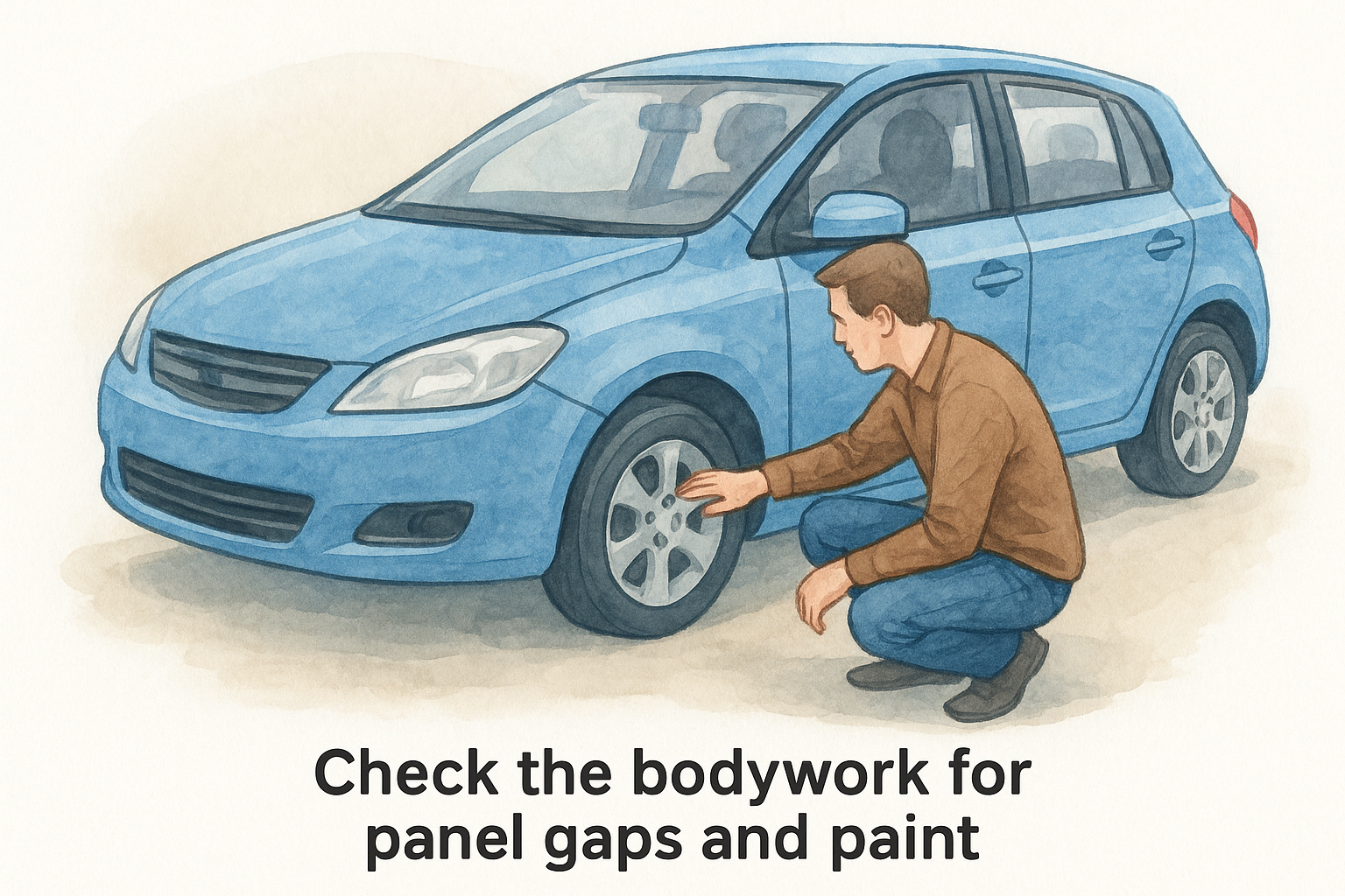 Check the bodywork for panel gaps and paint