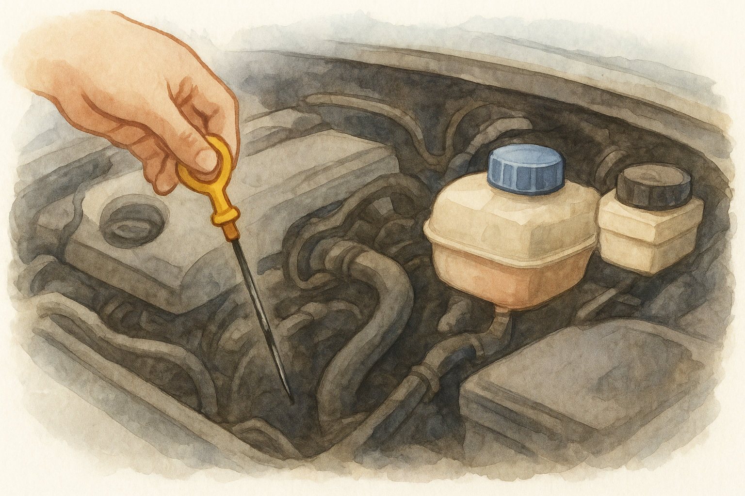 Check the oil, coolant and brake fluid levels