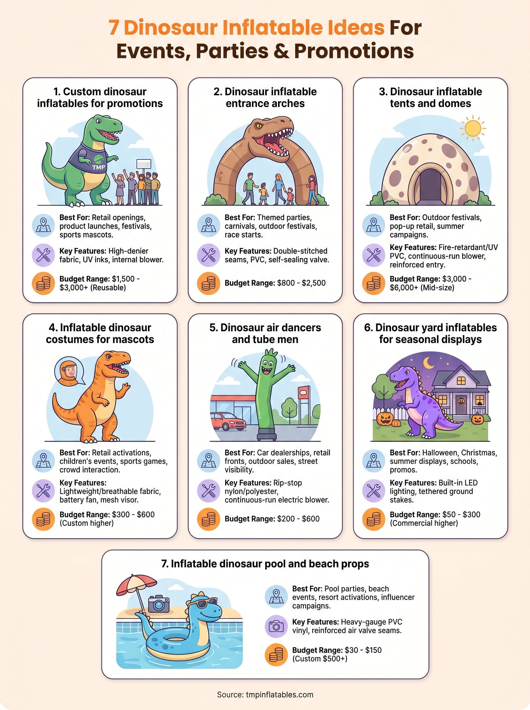 dinosaur inflatable infographic