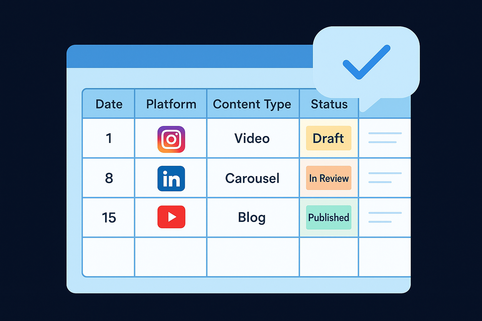 1. Simple monthly content calendar in Google Sheets