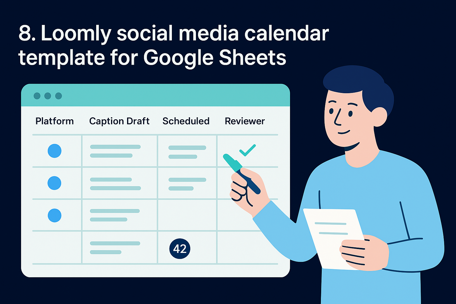 8. Loomly social media calendar template for Google Sheets